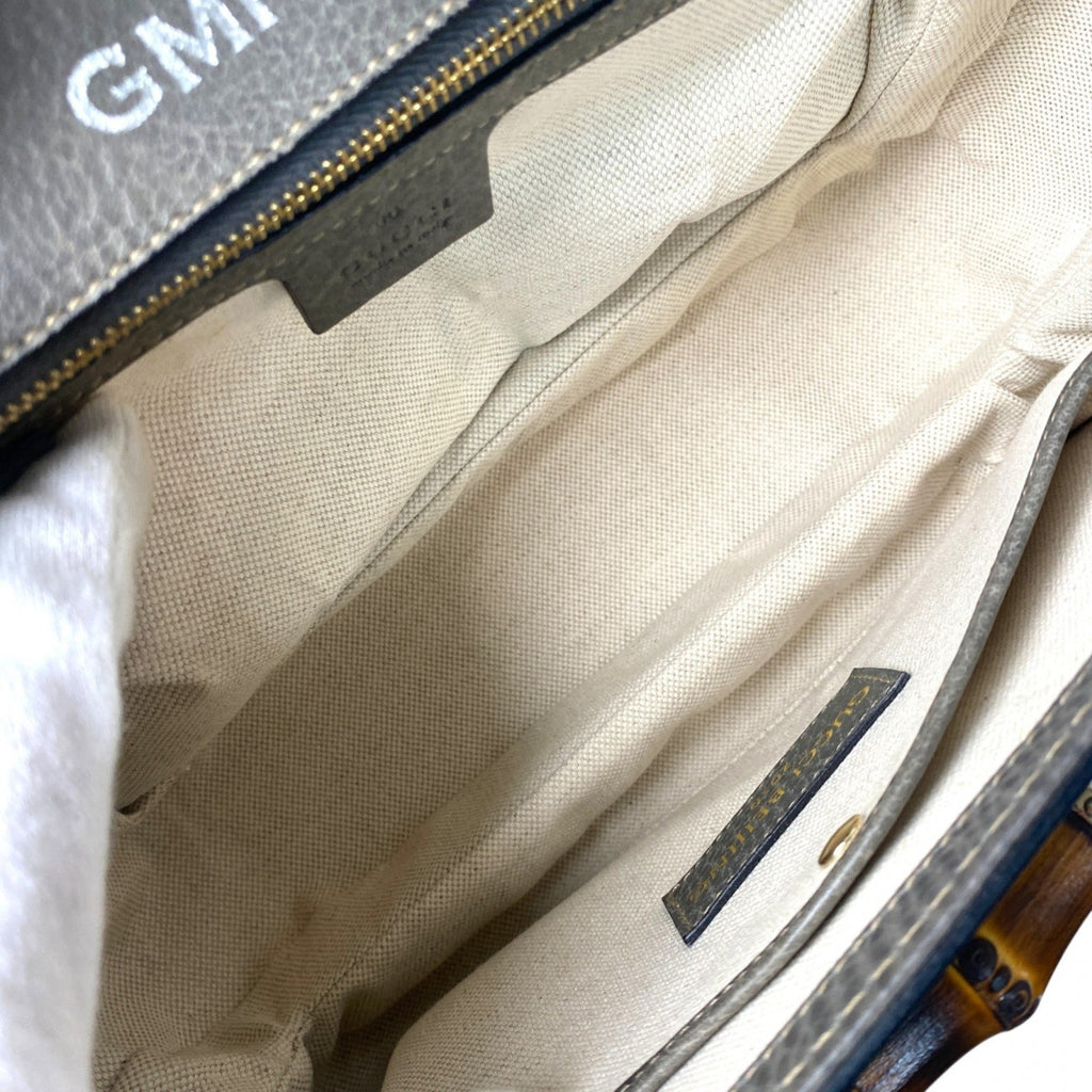 Gucci Brown Gray Leather Handbag Shoulder Bag (Pre-Owned)