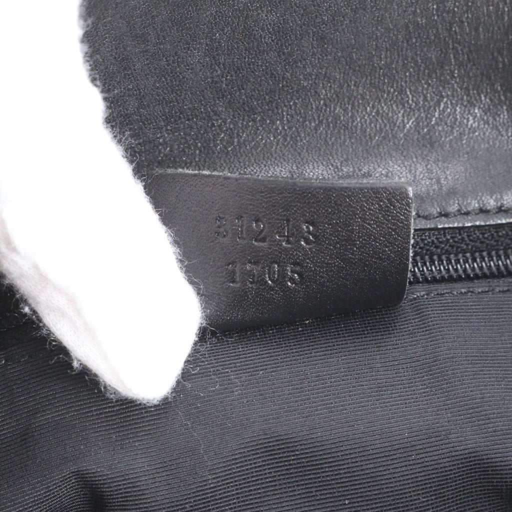 Gucci Black Gray Leather Canvas Handbag Shoulder Bag Tote Bag (Pre-Owned)