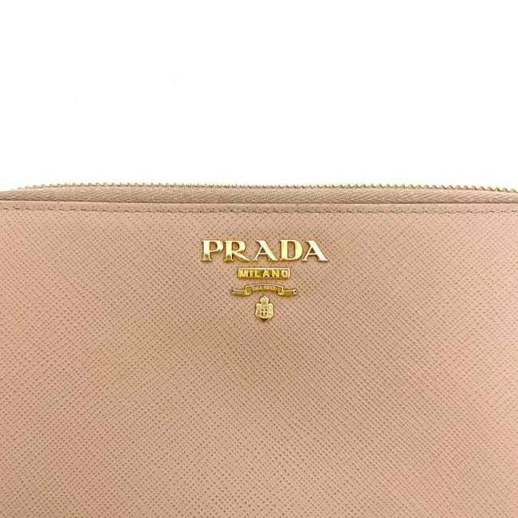 Prada Beige Leather Long Wallet (Bi-Fold)