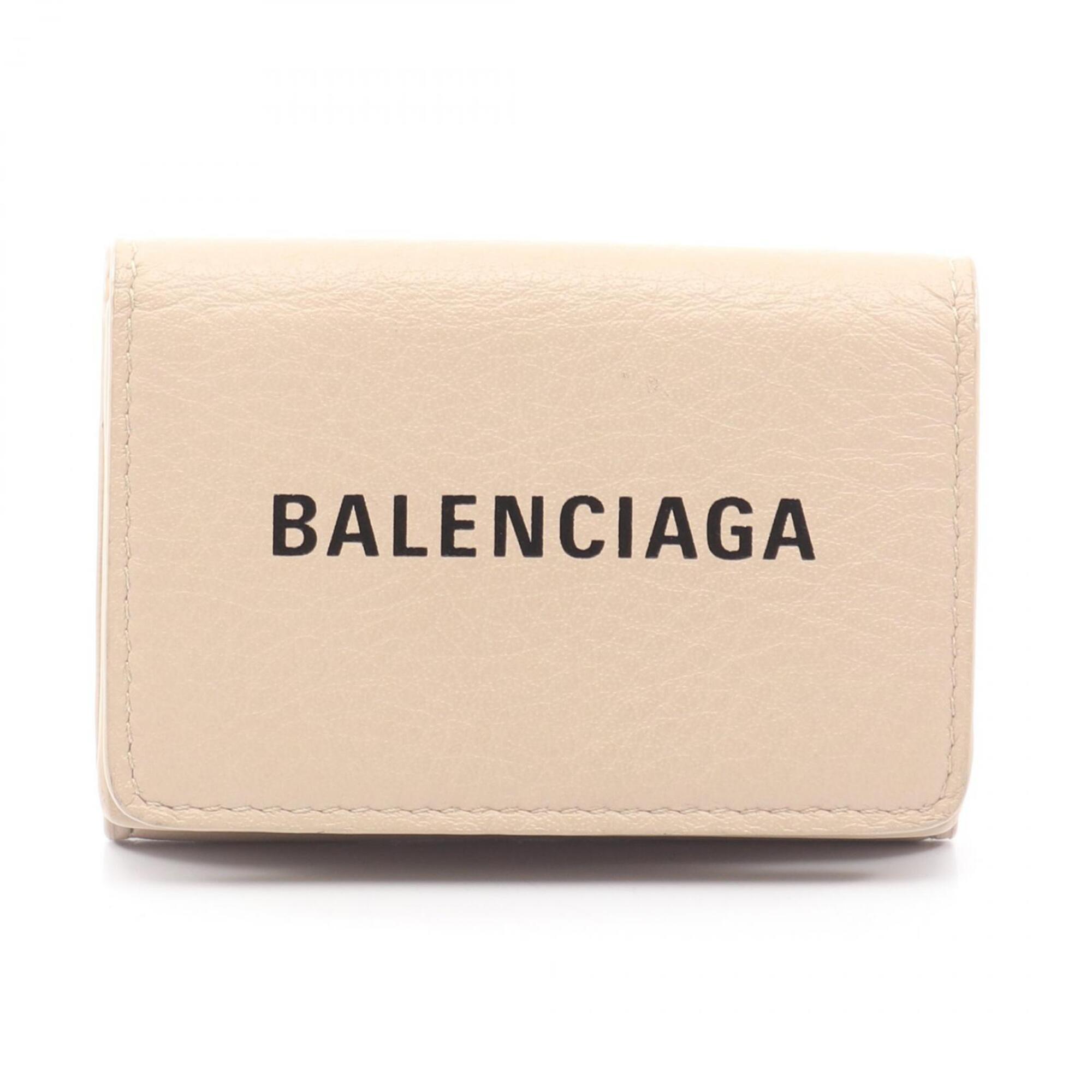 Balenciaga Beige Leather Wallet (Tri-Fold)