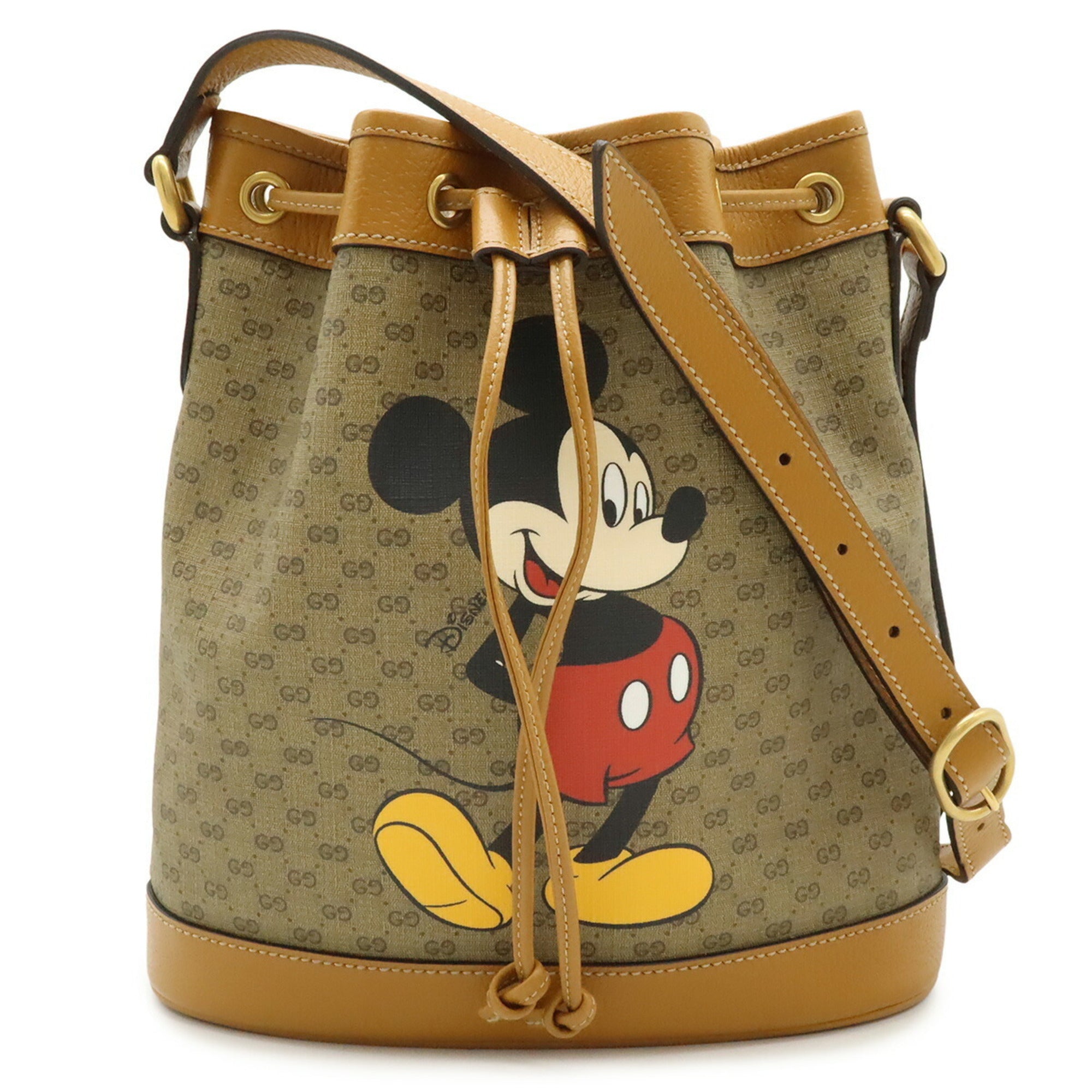 Gucci Beige Light Brown Coated Canvas Leather Shoulder Bag (Pre-Owned)