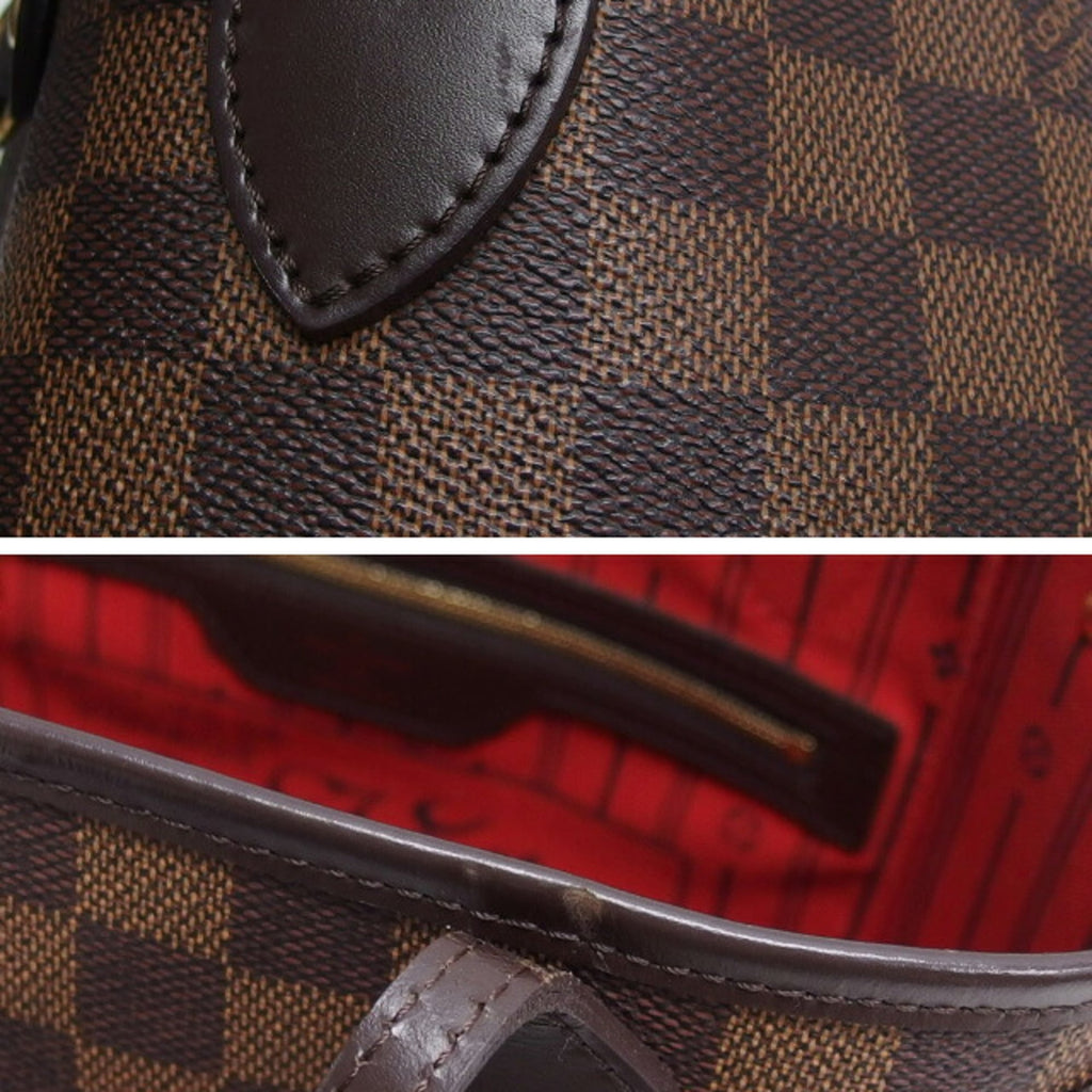 Louis Vuitton Brown Damier Canvas Leather Handbag Tote Bag