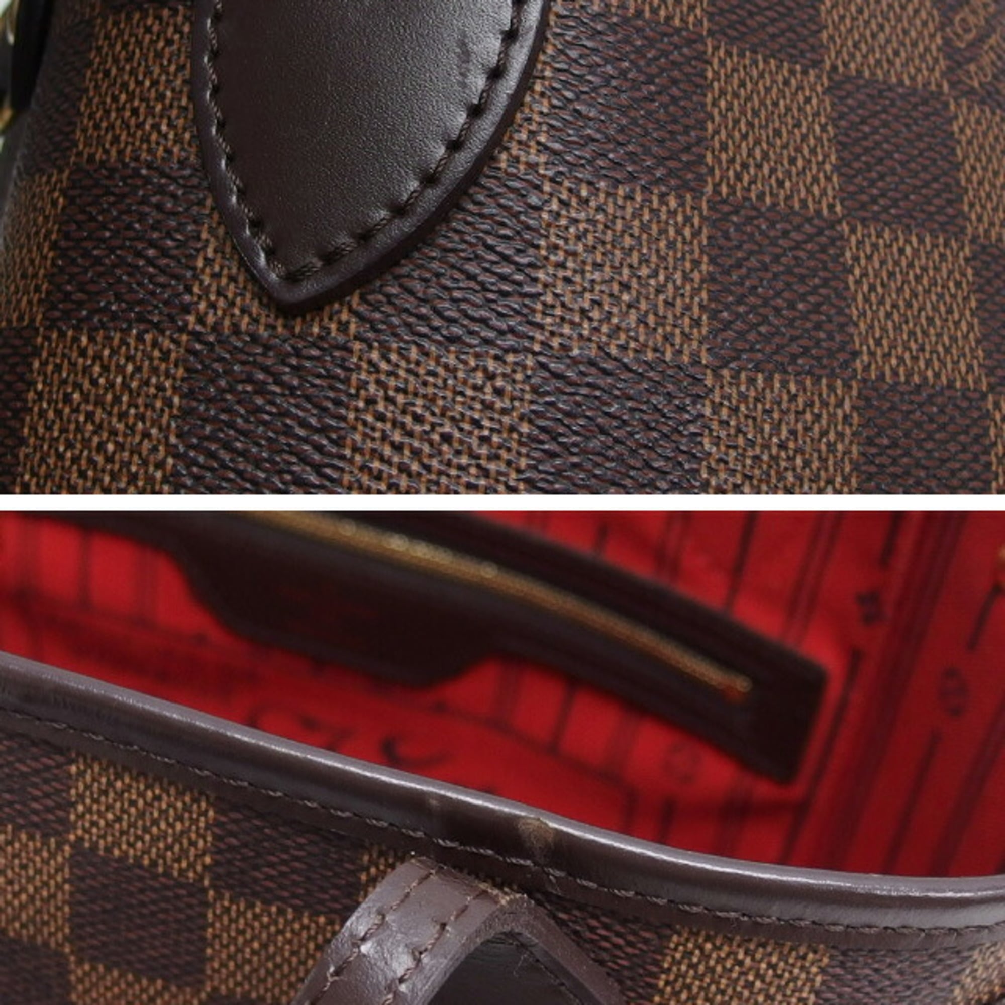 Louis Vuitton Brown Damier Canvas Leather Handbag Tote Bag
