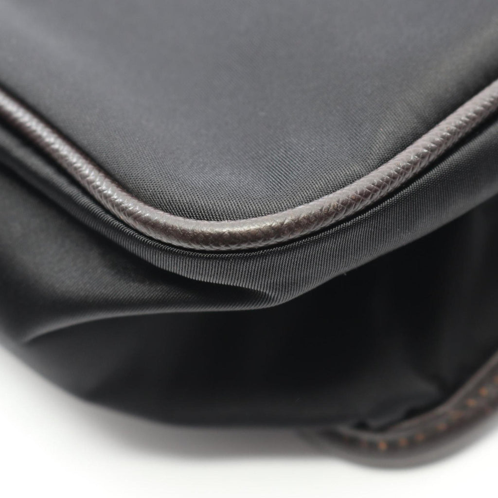 Prada Black Brown Nylon Leather Shoulder Bag