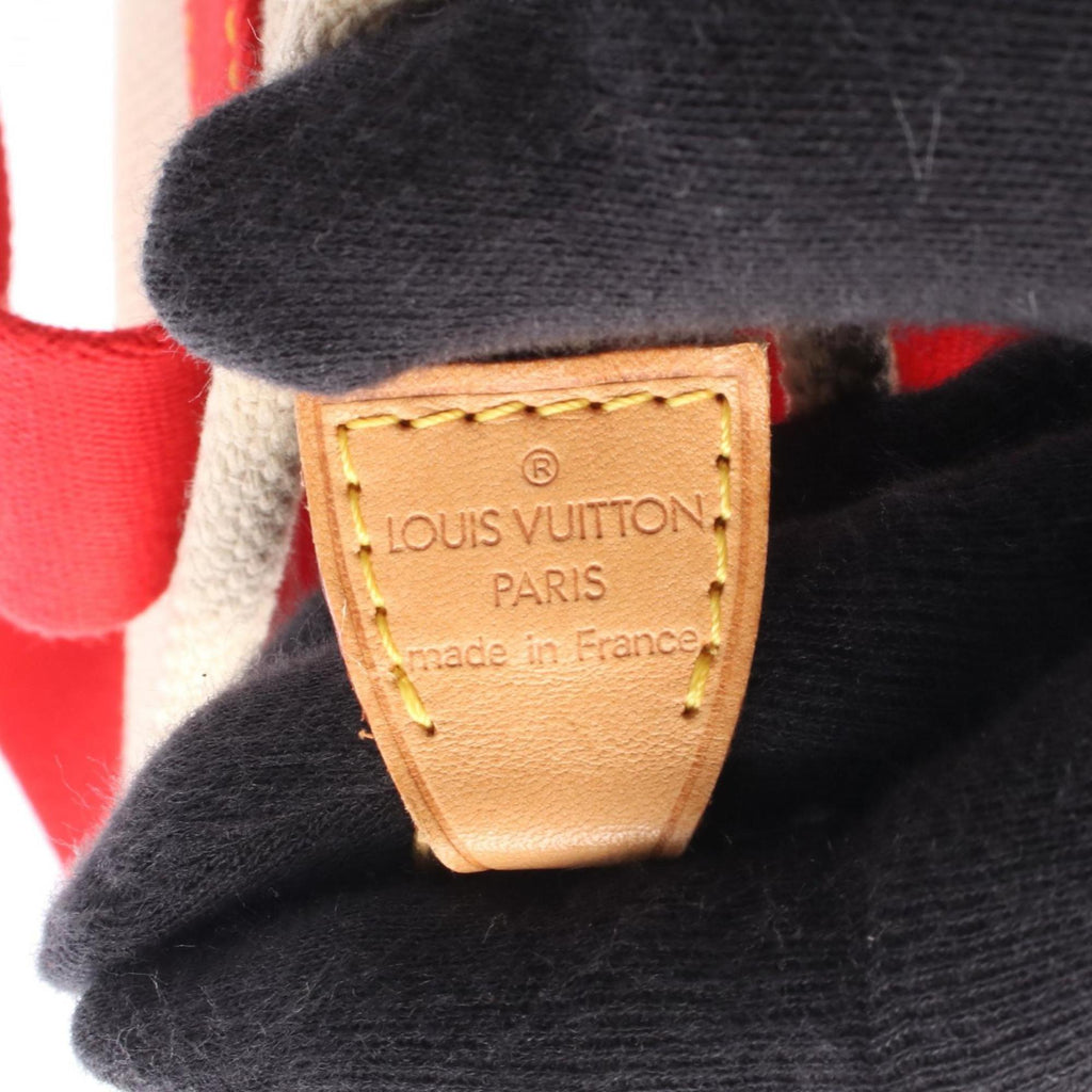 Louis Vuitton Beige Red Color Canvas Leather Tote Bag
