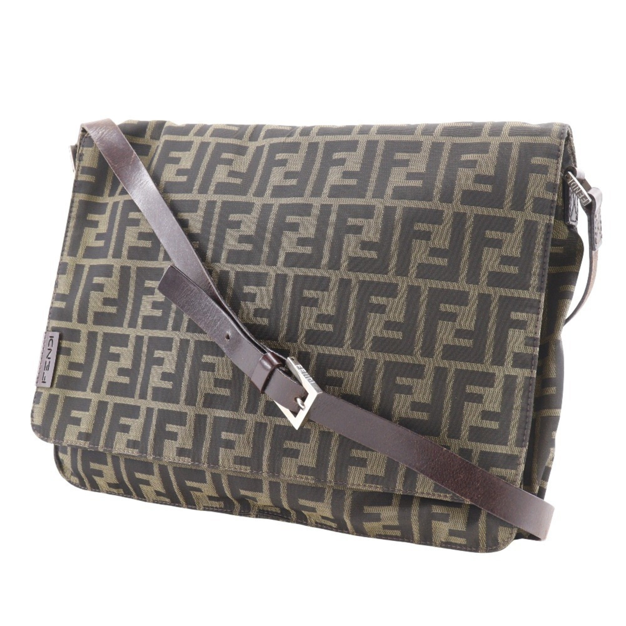 Fendi Brown Nylon Canvas Shoulder Bag