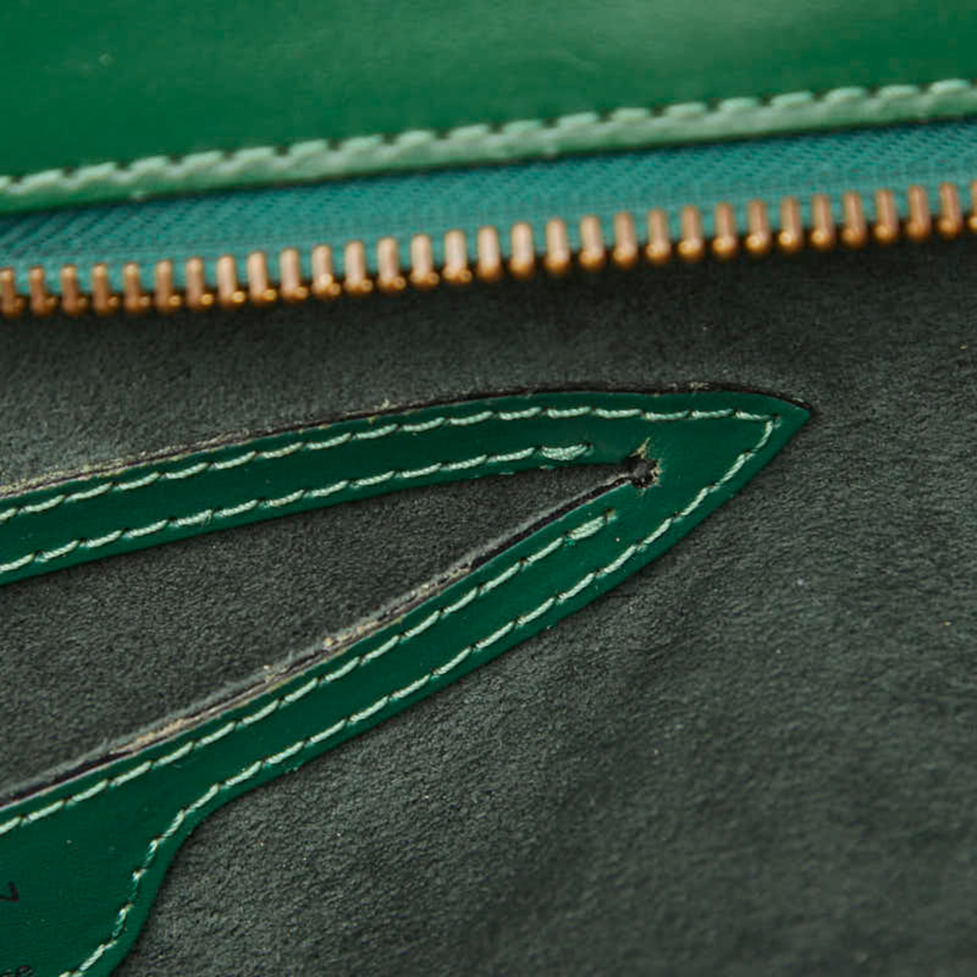 Louis Vuitton Borneo Green Leather Handbag