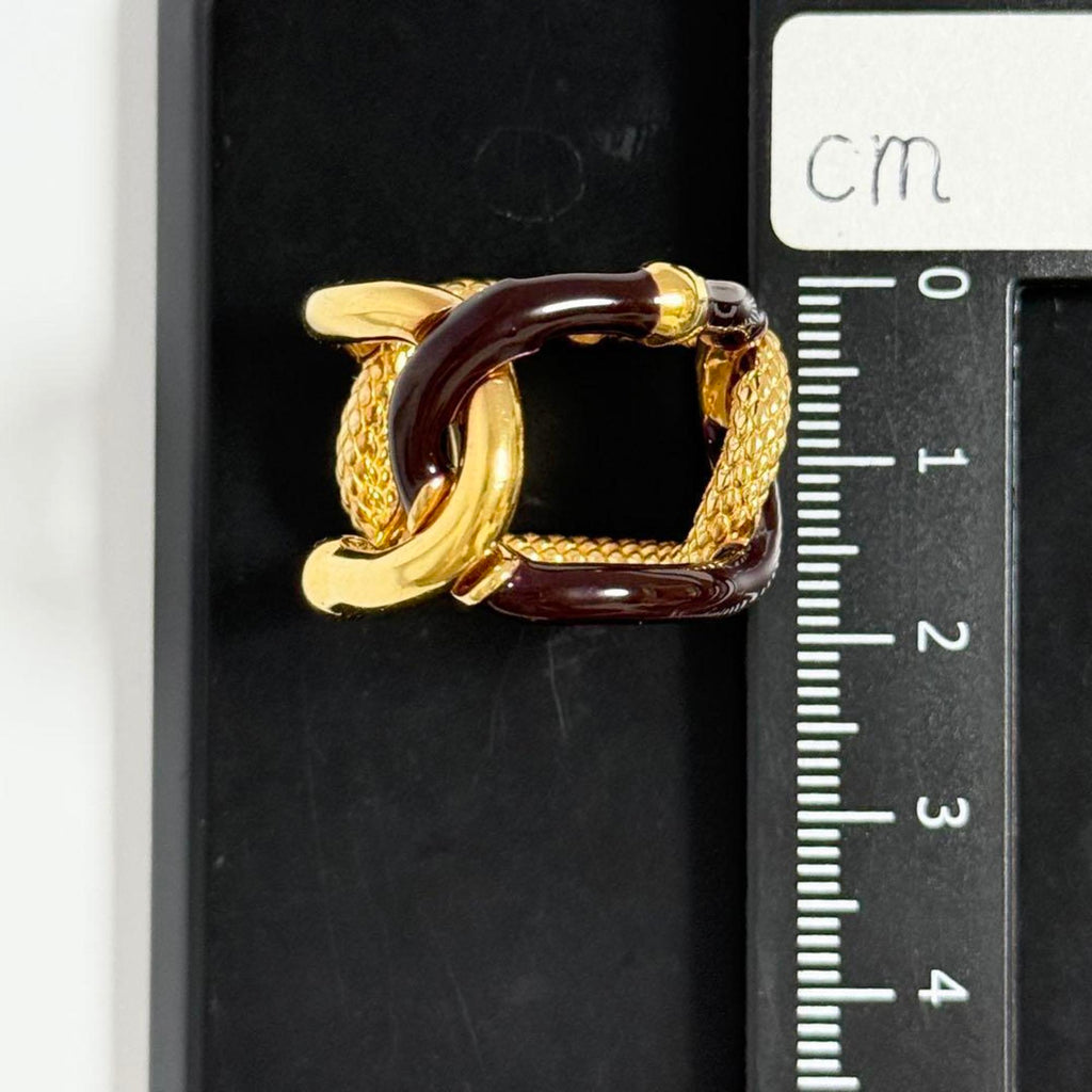 Bottega Veneta Gold Brown Silver 925 Band Ring