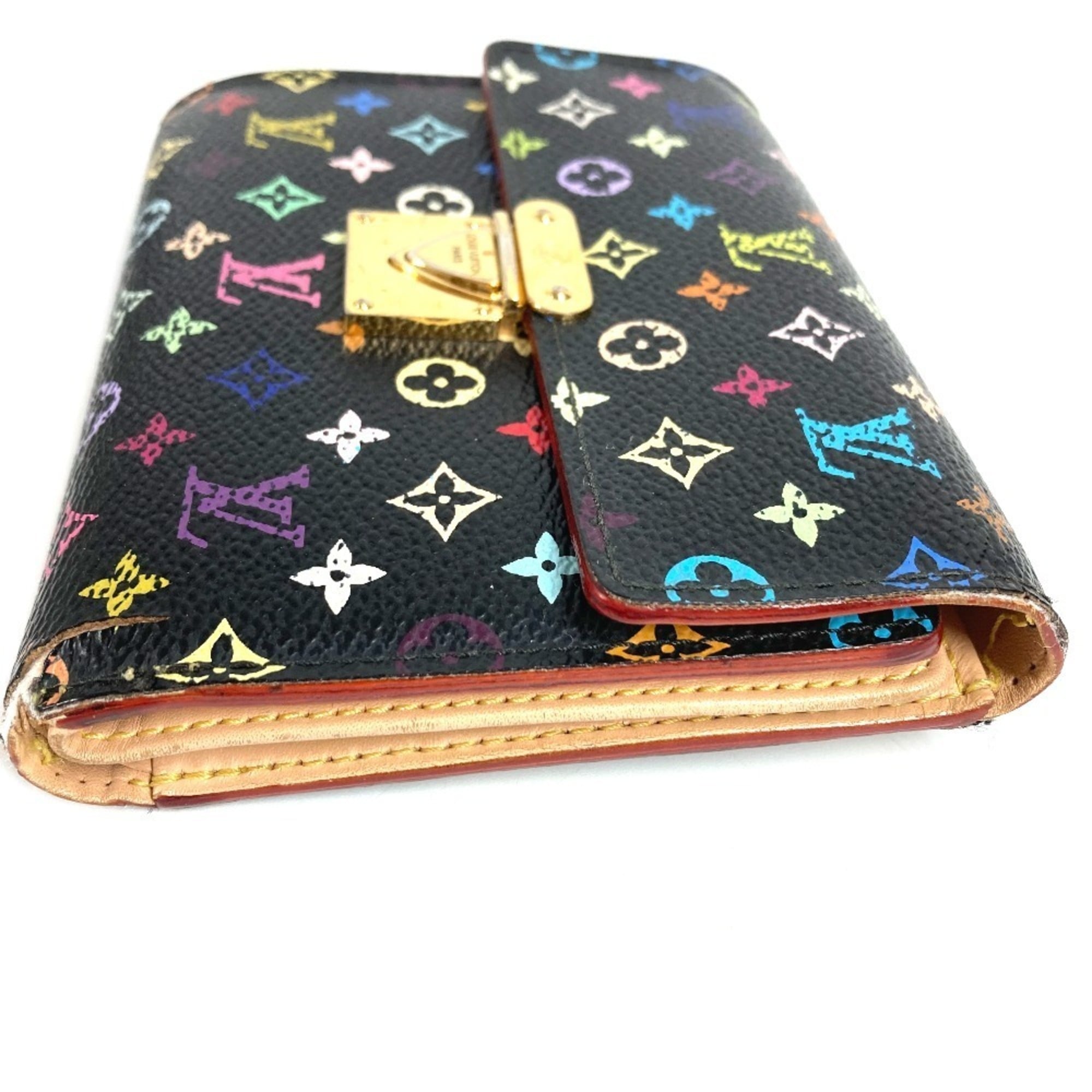 Louis Vuitton Black Multi-Color Noir Monogram Multicolore Canvas Wallet (Tri-Fold)