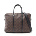 Louis Vuitton Black Brown Coated Canvas Leather Briefcase
