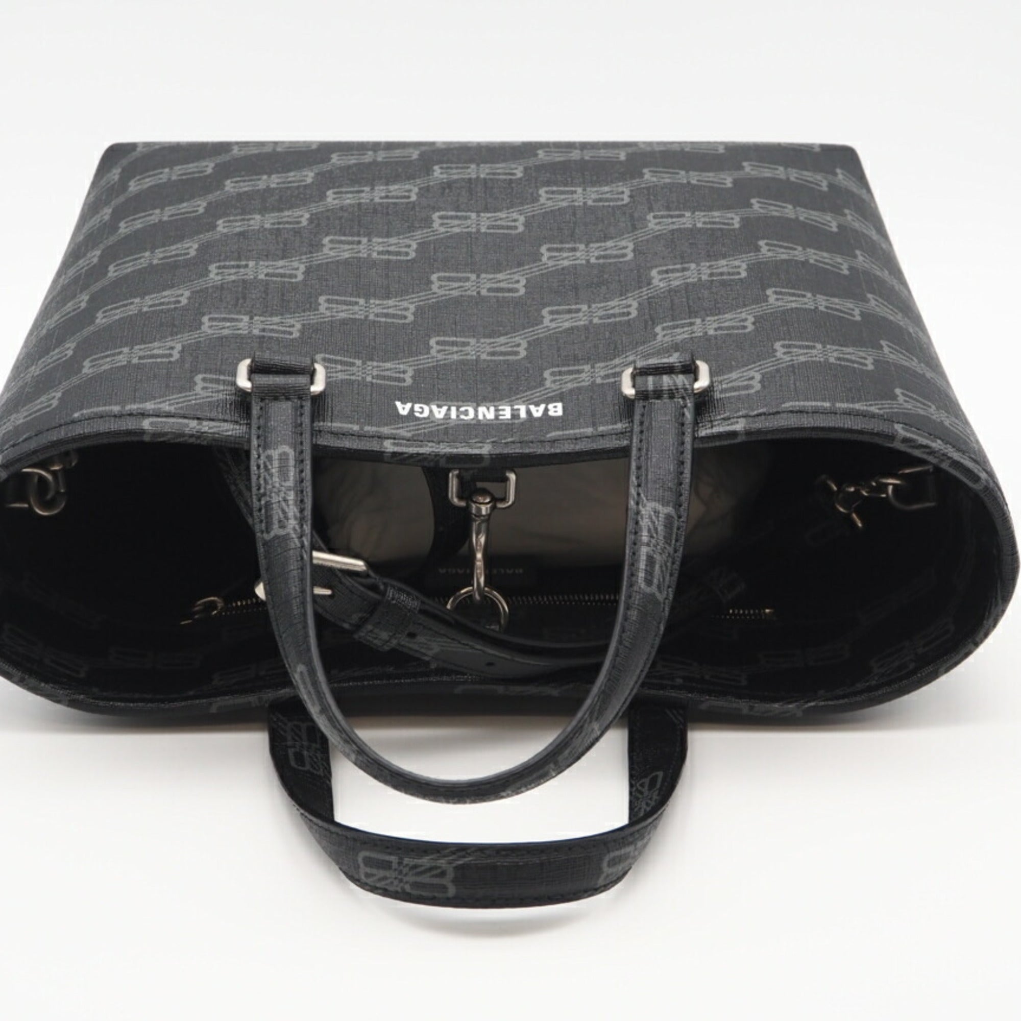 Balenciaga Black Gray Coated Canvas Tote