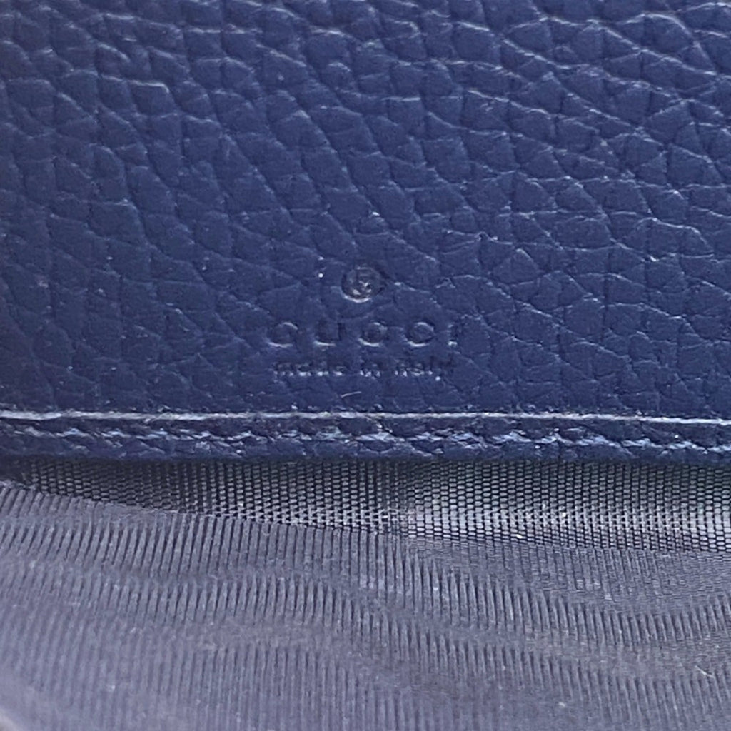 Gucci Navy Leather Long Wallet (Bi-Fold) (Pre-Owned)