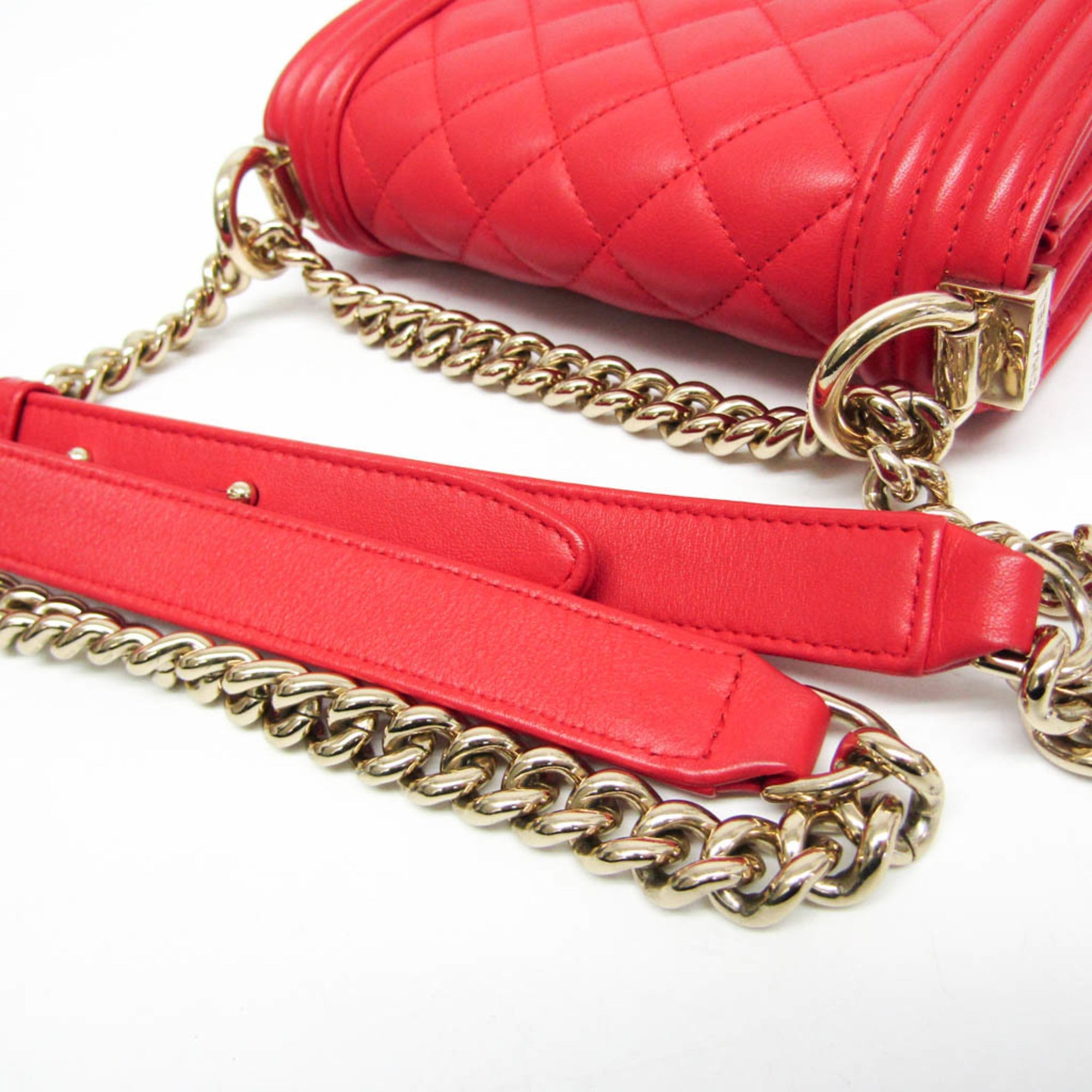 Chanel Boy Chanel Red Color Leather Shoulder Bag