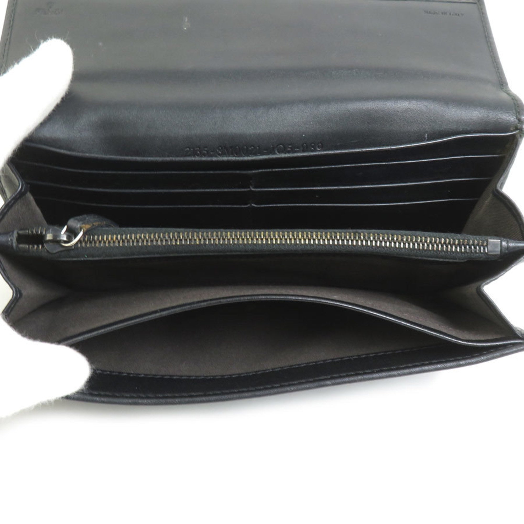Fendi Black Canvas Leather Long Wallet (Tri-Fold)