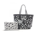 Louis Vuitton Black White Leather Tote Bag