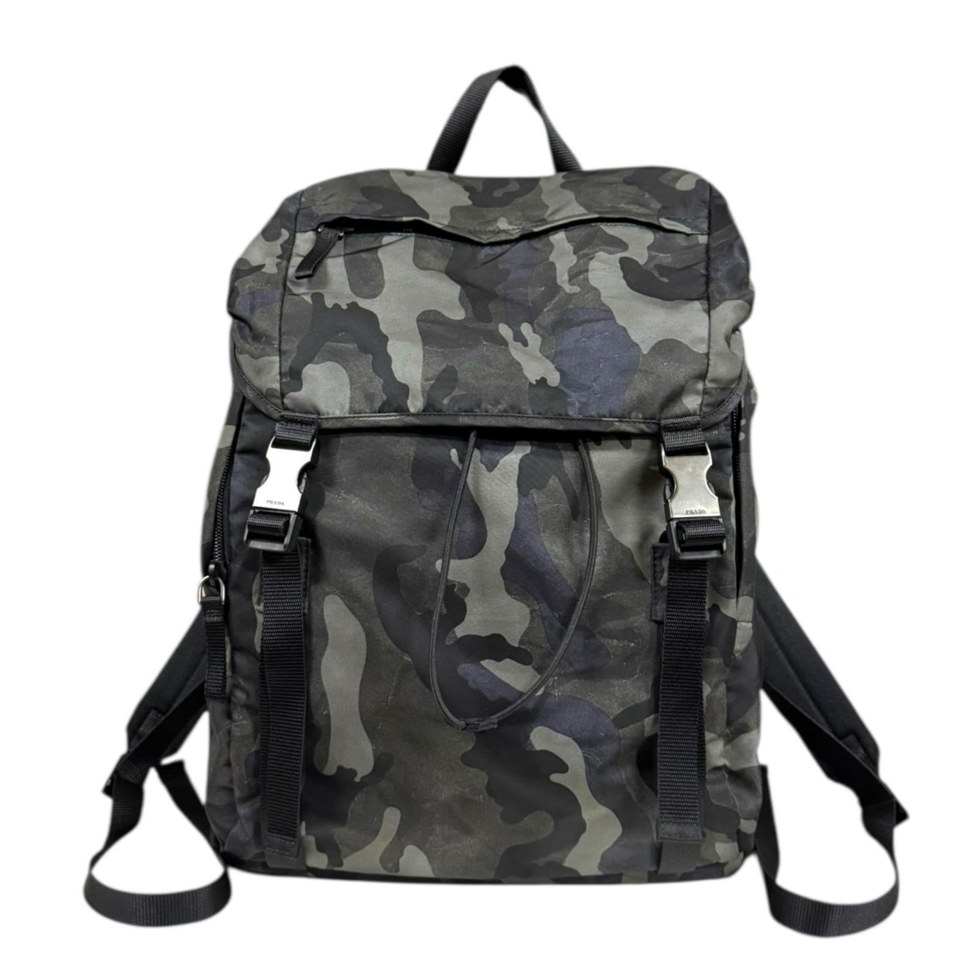 Prada Black Green Nylon Backpack