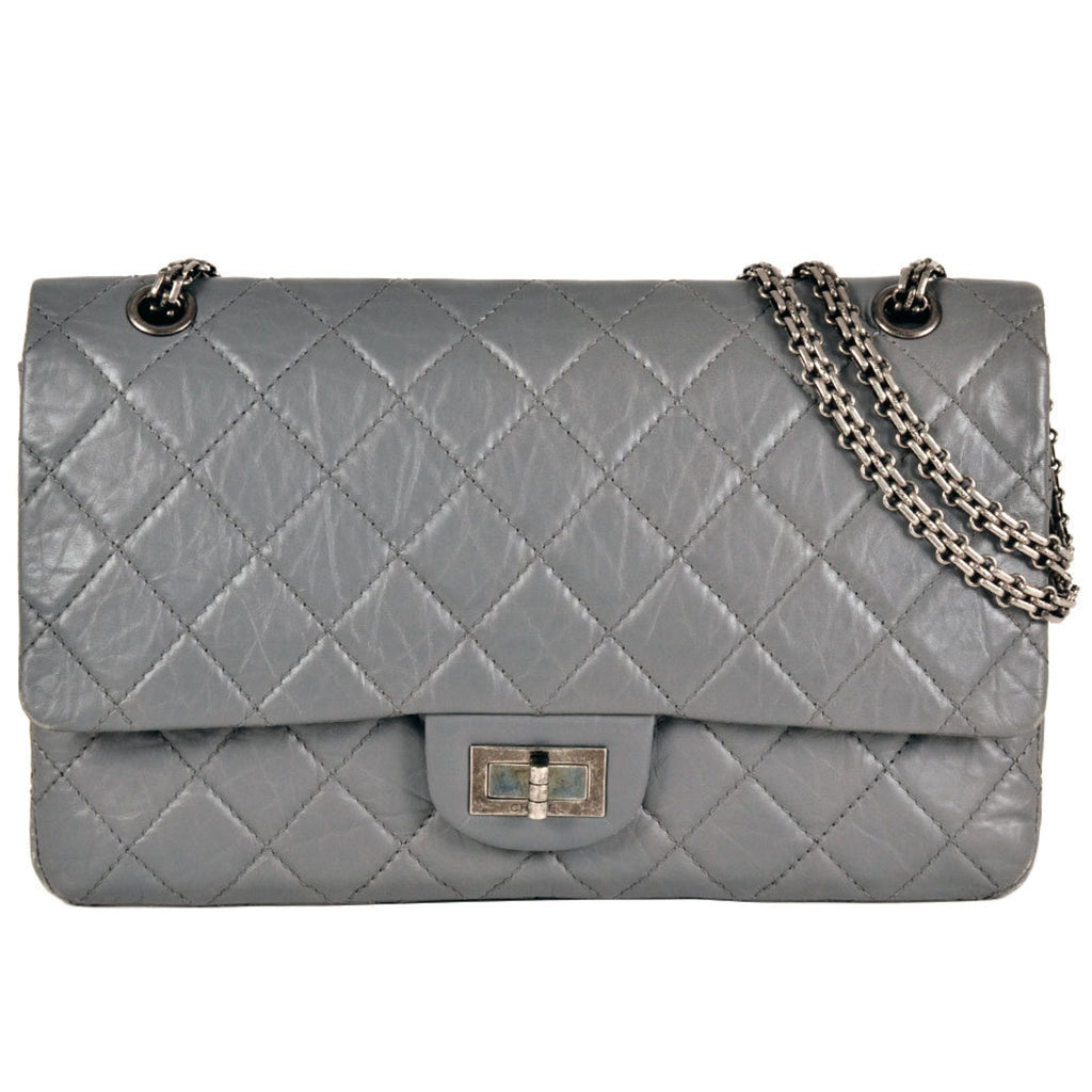 Chanel Gray Leather Shoulder Bag