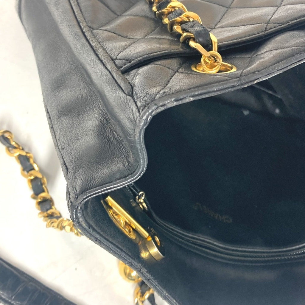 Chanel Black Gold Leather Shoulder Bag Tote Bag