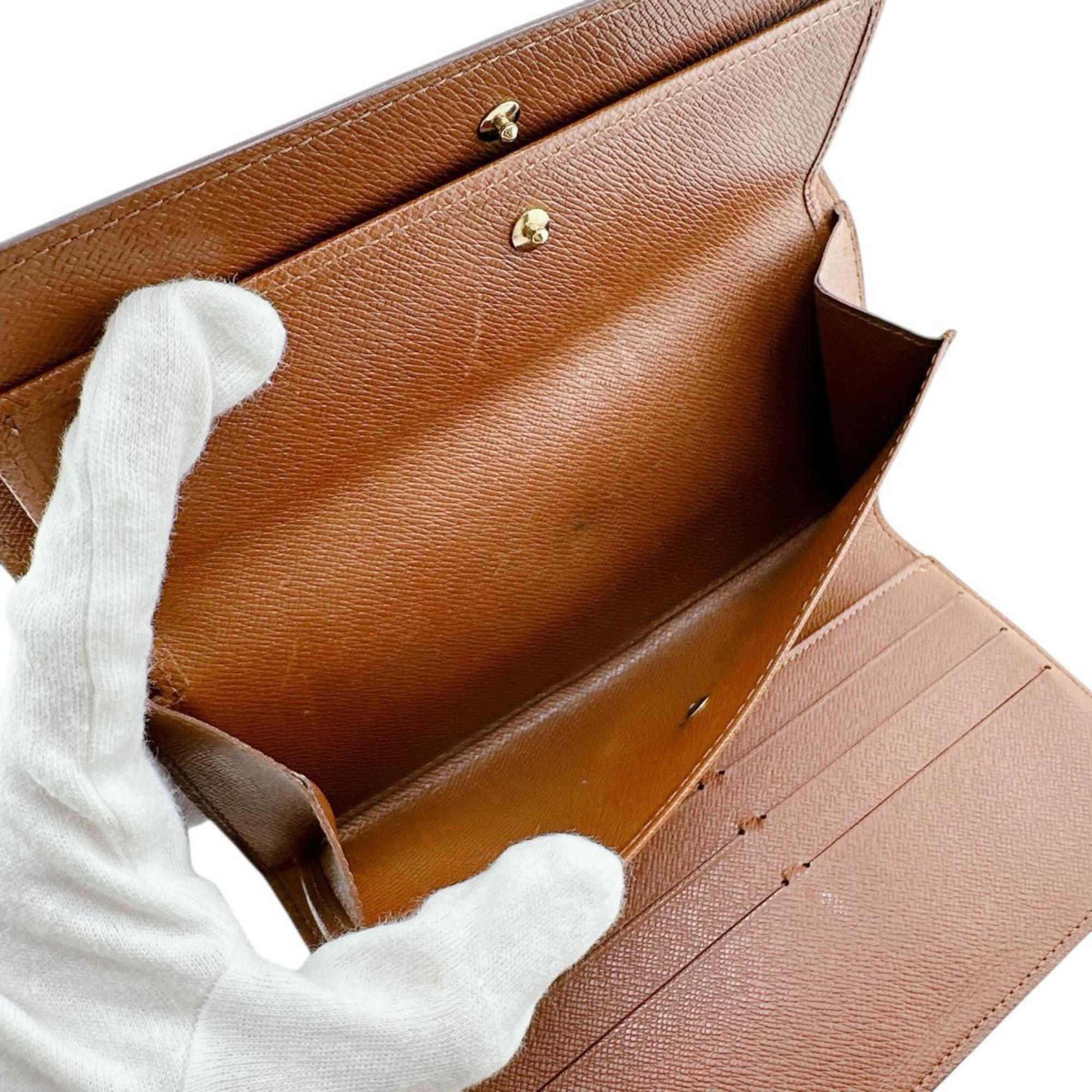 Louis Vuitton Brown Monogram Long Wallet (Tri-Fold)
