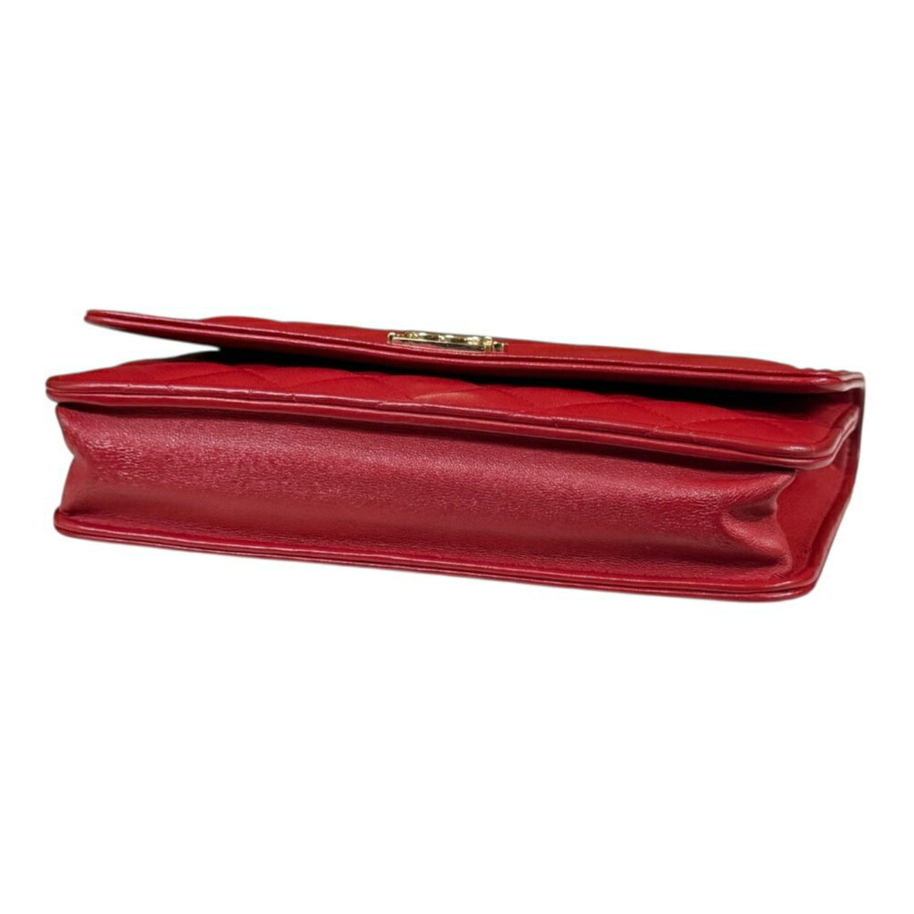 Chanel Boy Chanel Red Color Leather Shoulder Bag
