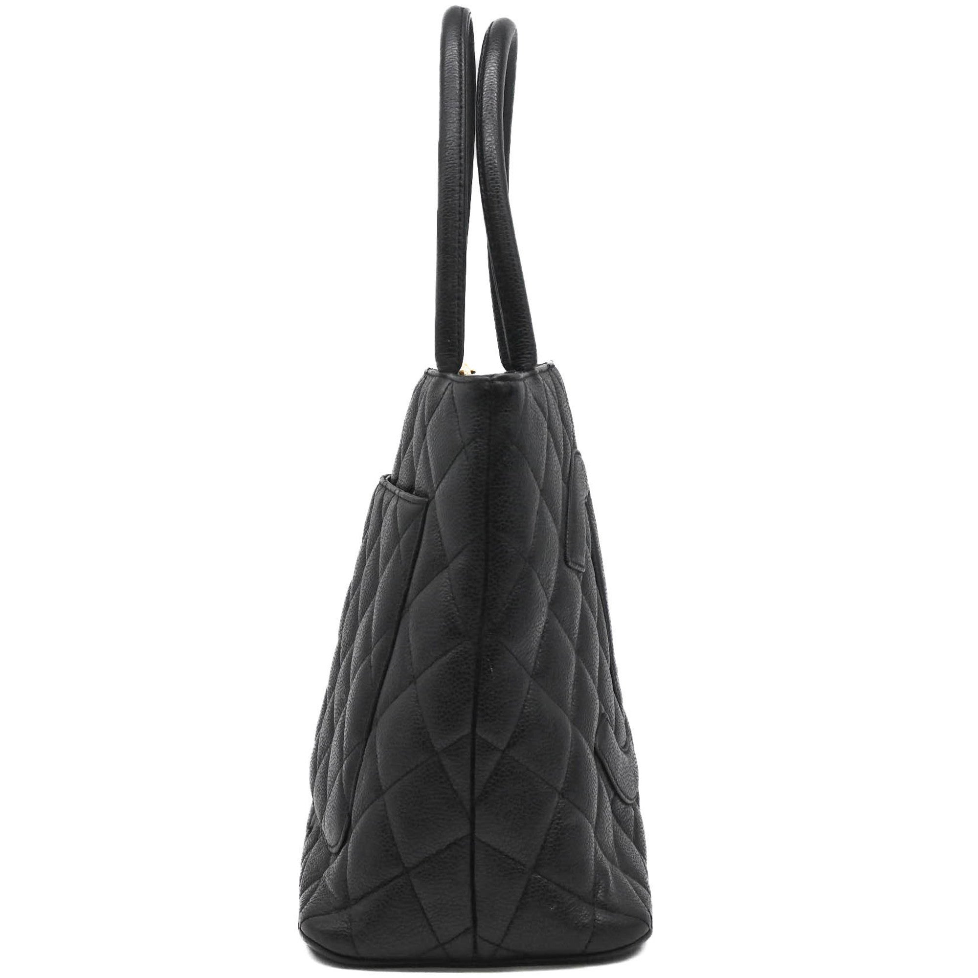 Chanel Black Grained Calfskin Handbag Tote Bag