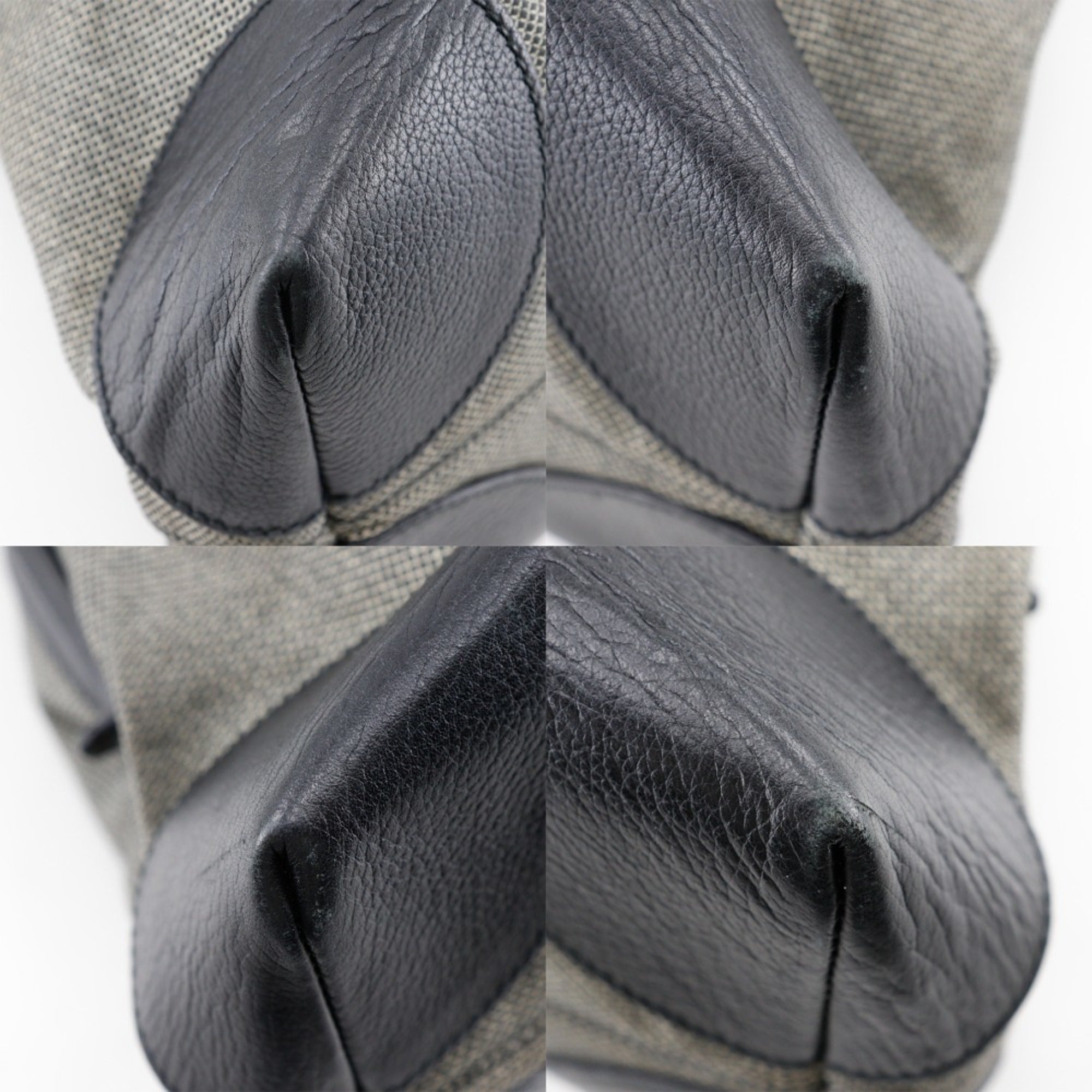 Bottega Veneta Black Gray Canvas Leather Tote Bag