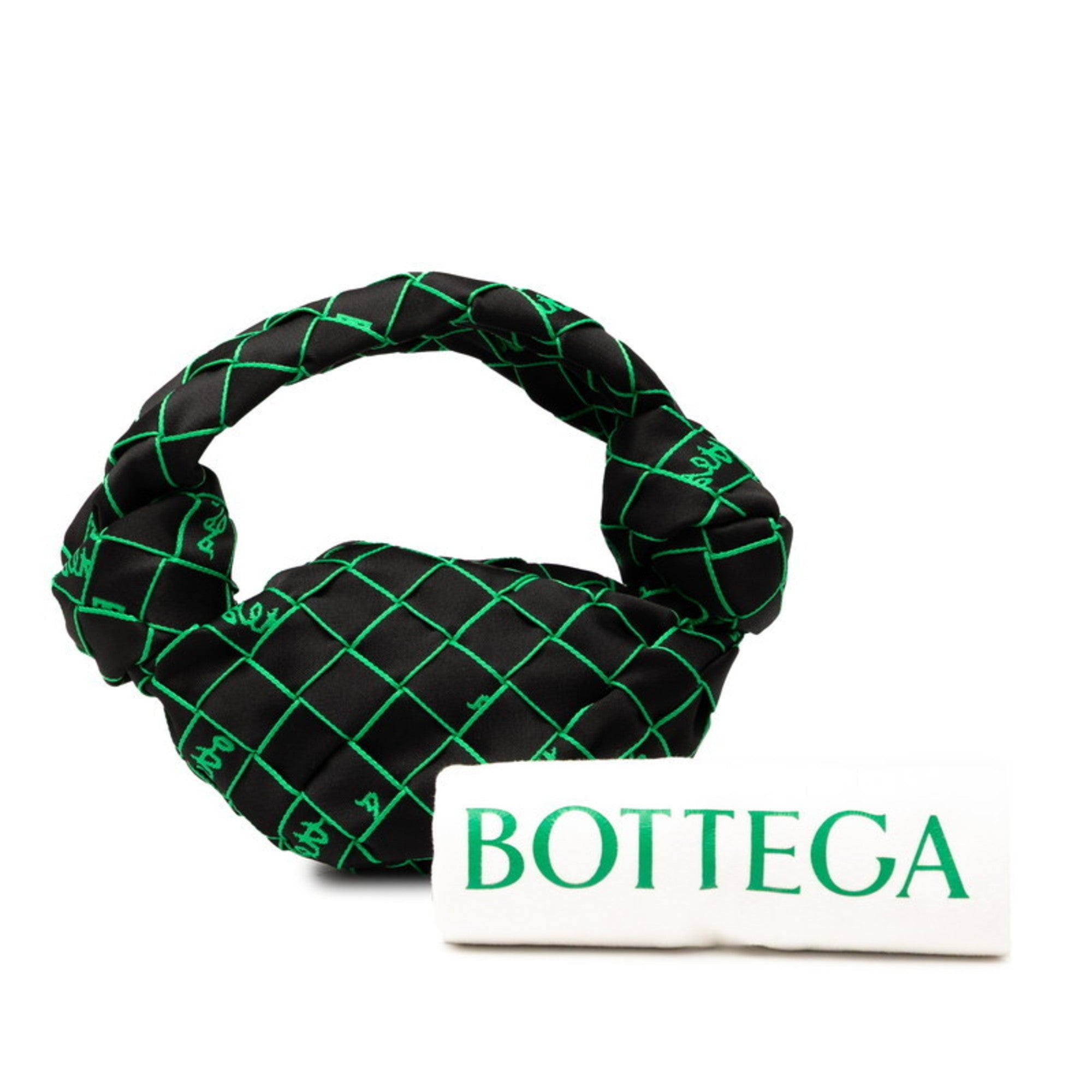 Bottega Veneta Black Green Polyester Handbag Shoulder Bag
