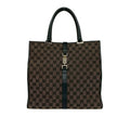 Gucci Black Brown Leather Canvas Boston Bag Handbag (Pre-Owned)