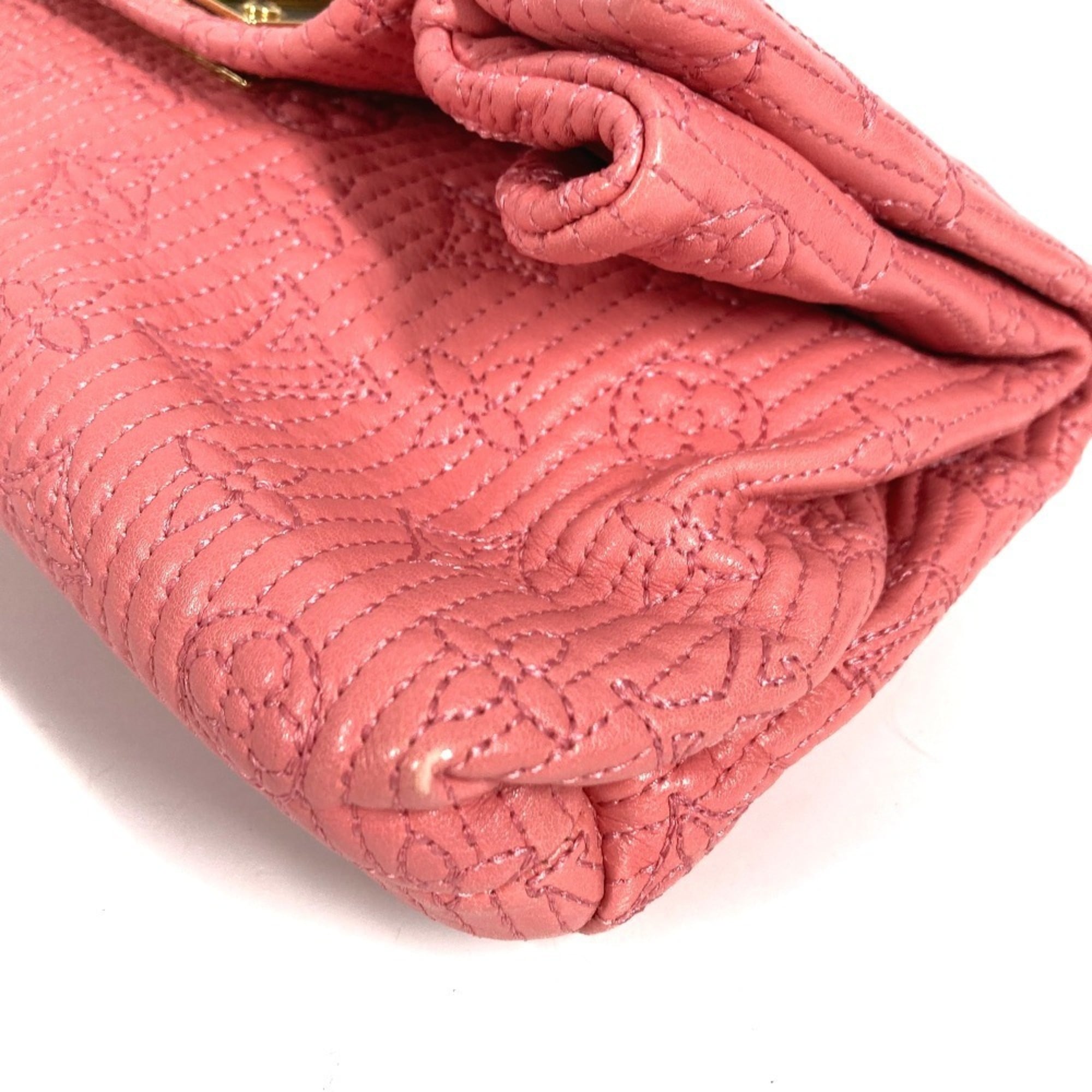 Louis Vuitton Pink Rose Leather Clutch Bag