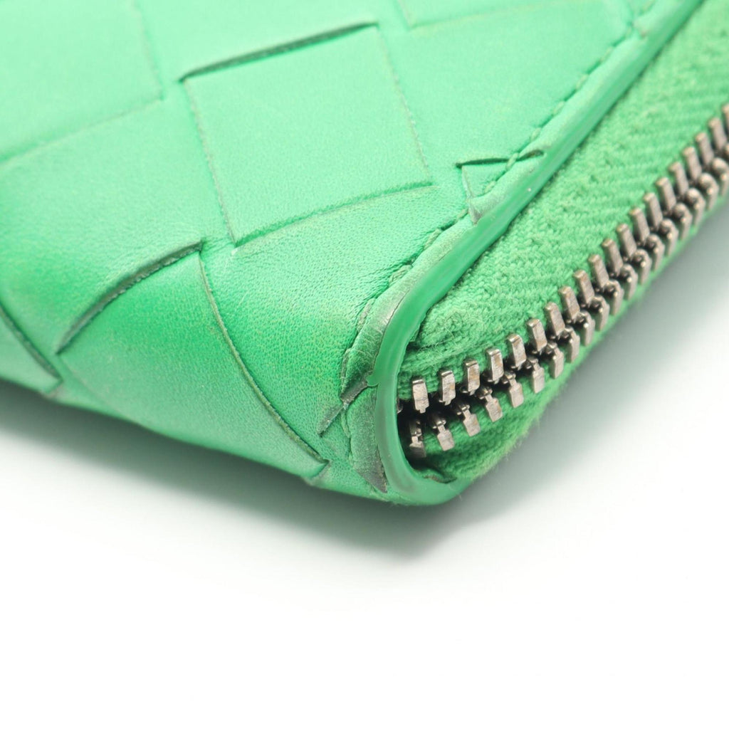 Bottega Veneta Intrecciato Green Leather Long Wallet
