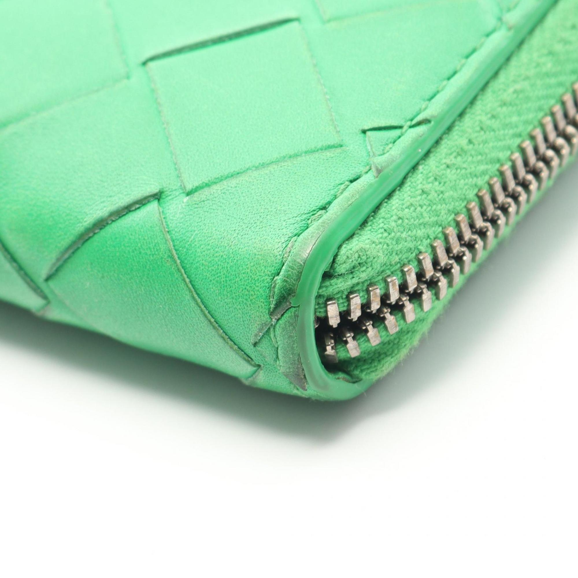Bottega Veneta Intrecciato Green Leather Long Wallet