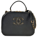 Chanel Black Leather Handbag Shoulder Bag Vanity Bag