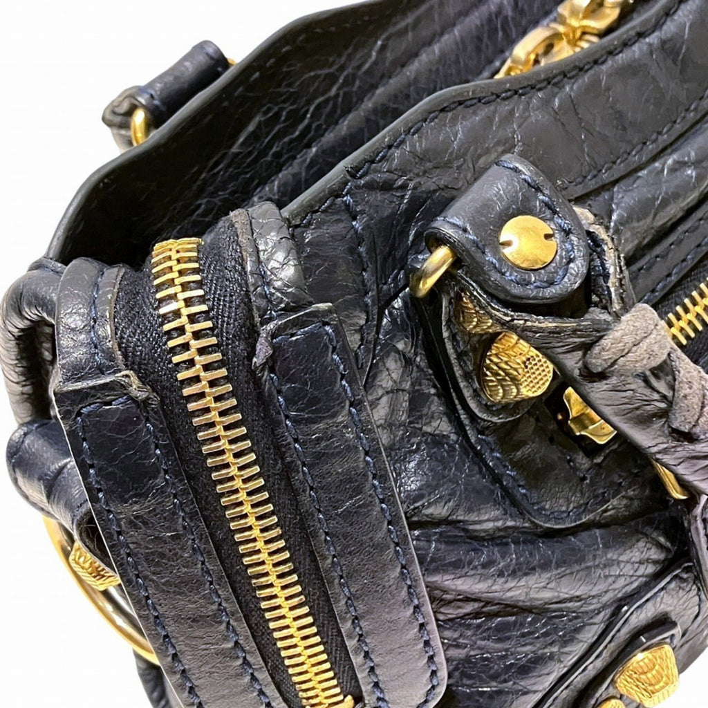 Balenciaga Navy Leather Hand