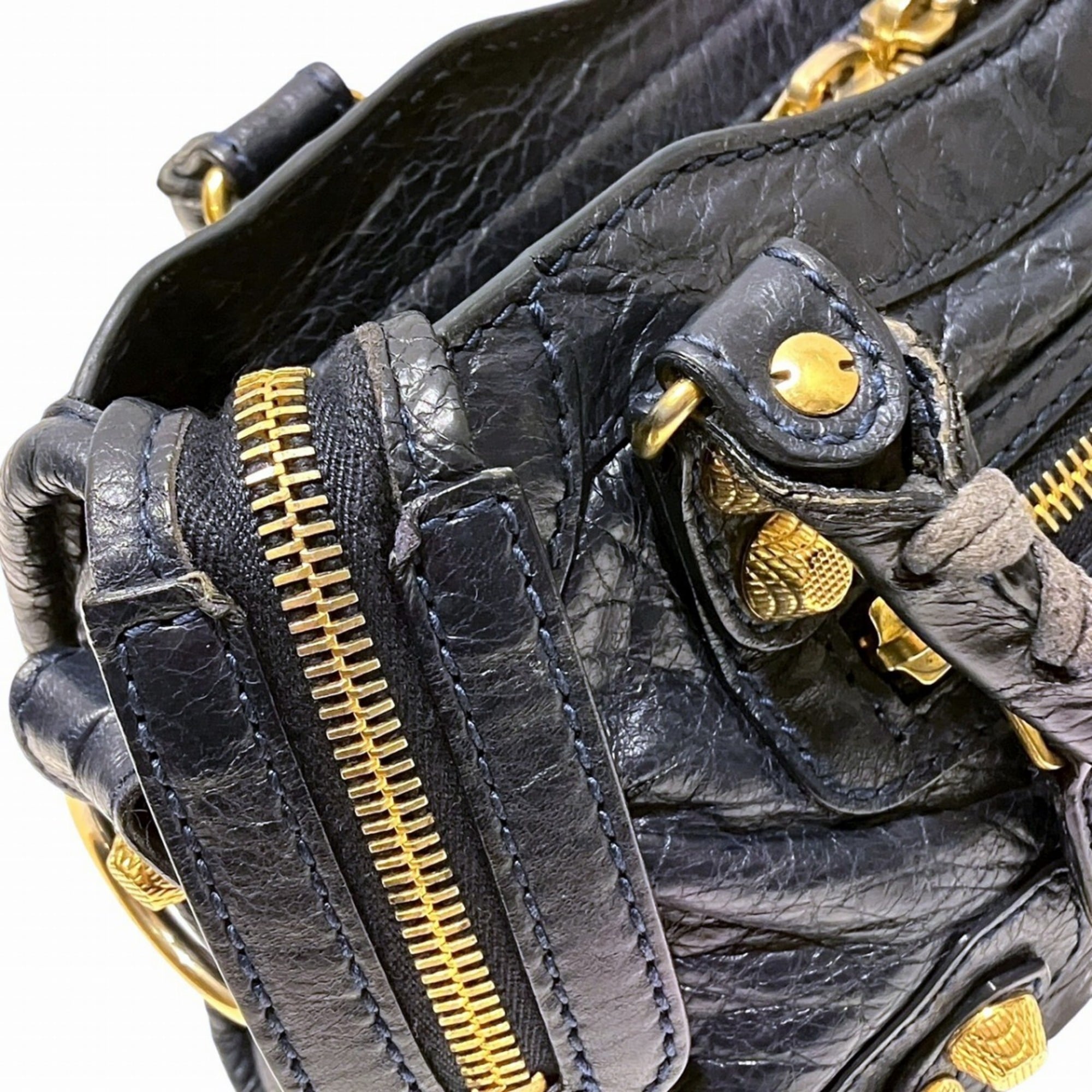 Balenciaga Navy Leather Hand