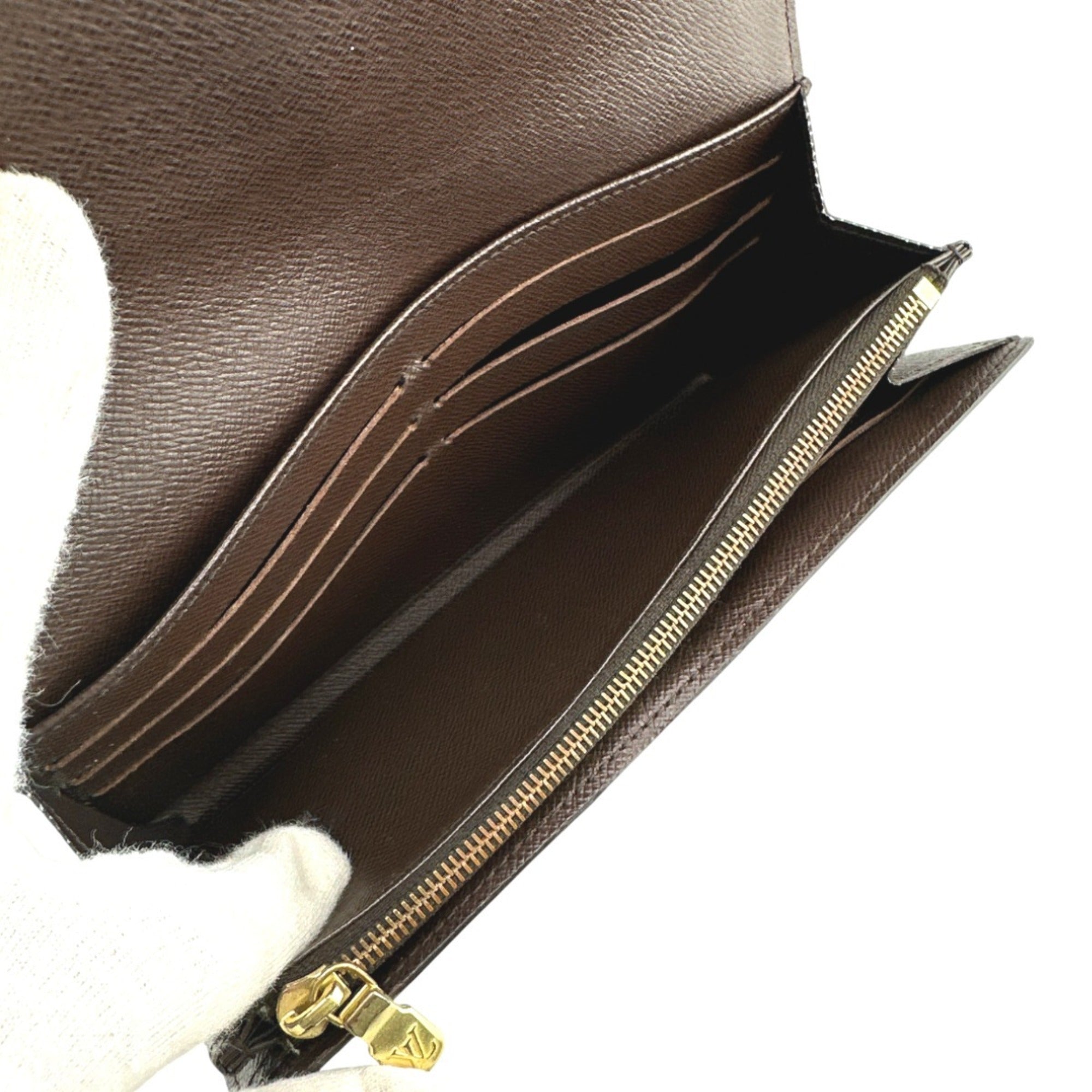 Louis Vuitton Brown Damier Canvas Long Wallet (Tri-Fold)