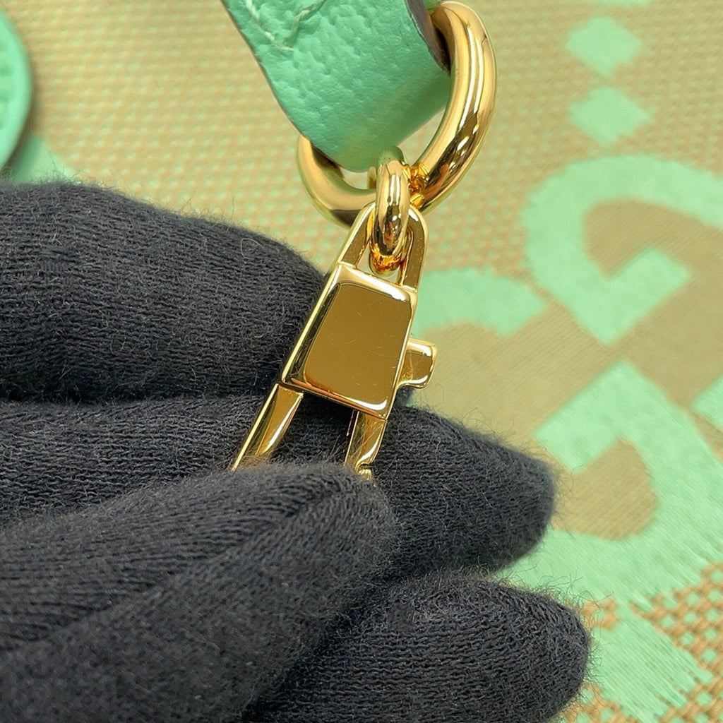 Gucci Gg Canvas Beige Light Green Gg Canvas Leather Handbag Shoulder Bag (Pre-Owned)
