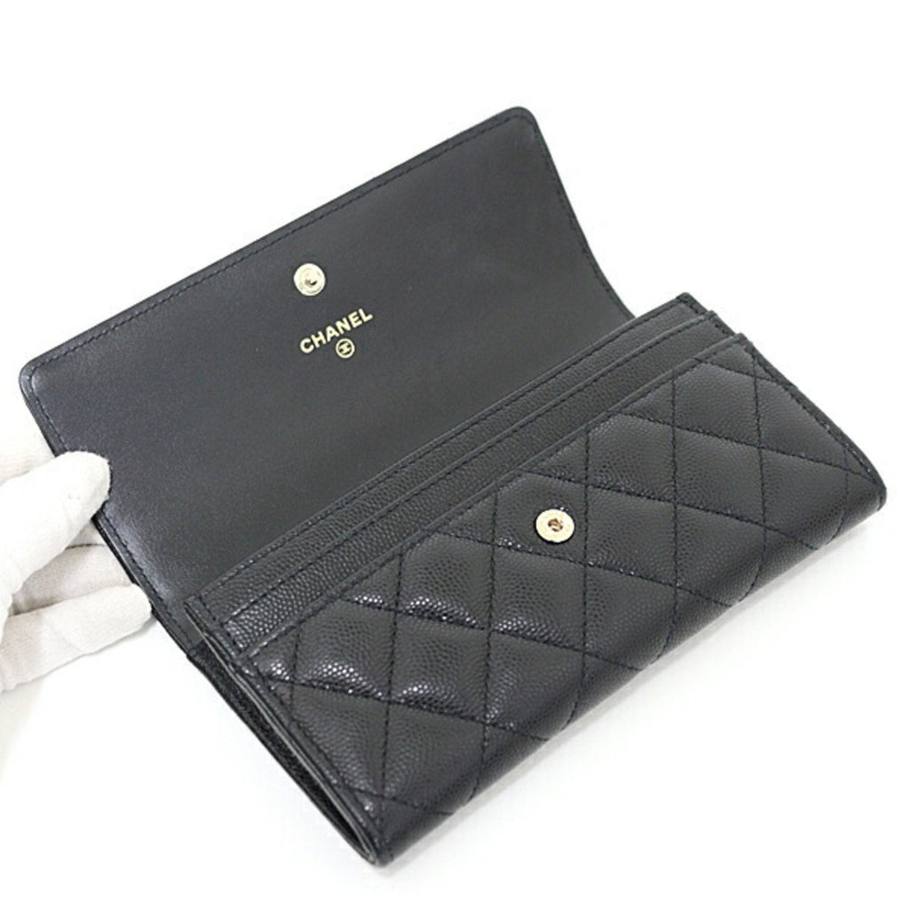 Chanel Black Grained Calfskin Wallet (Bi-Fold)
