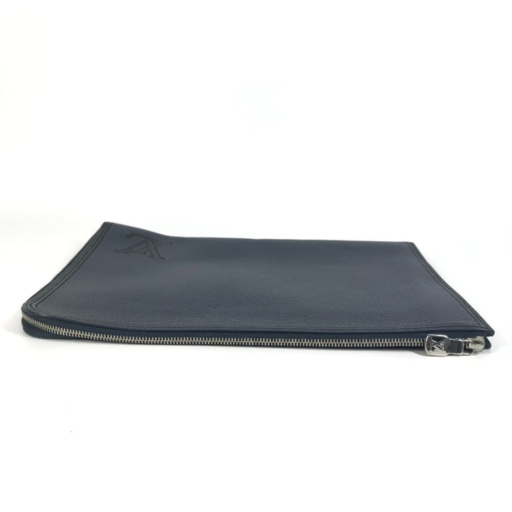 Louis Vuitton Black Navy Leather Clutch Bag Pochette Pouch
