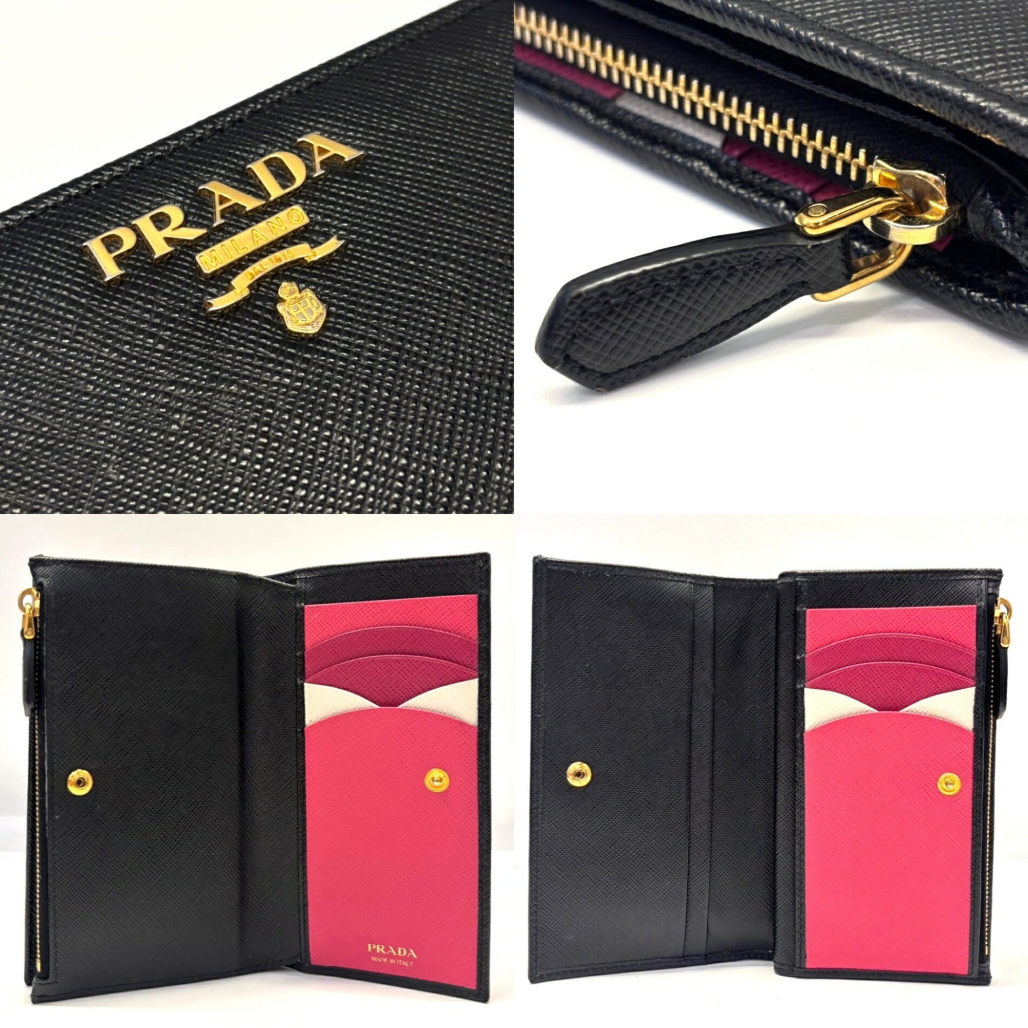 Prada Saffiano Black Leather Wallet (Bi-Fold)
