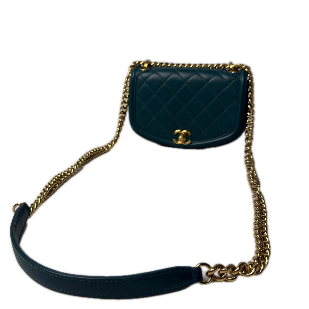 Chanel Green Leather Shoulder Bag
