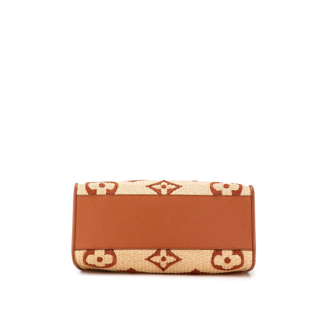 Louis Vuitton Beige Brown Raffia Leather Handbag Shoulder Bag