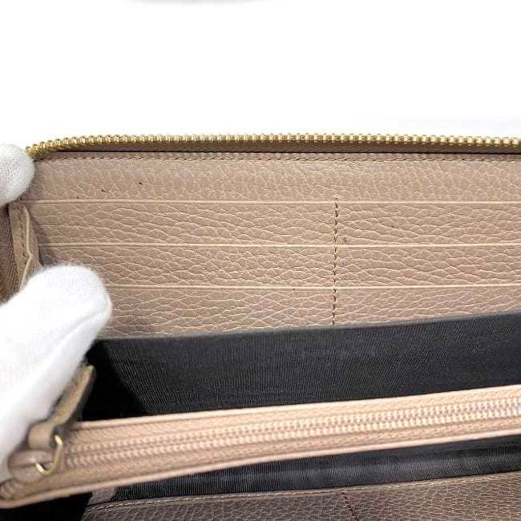 Gucci Pink Beige Leather Long Wallet (Bi-Fold) (Pre-Owned)