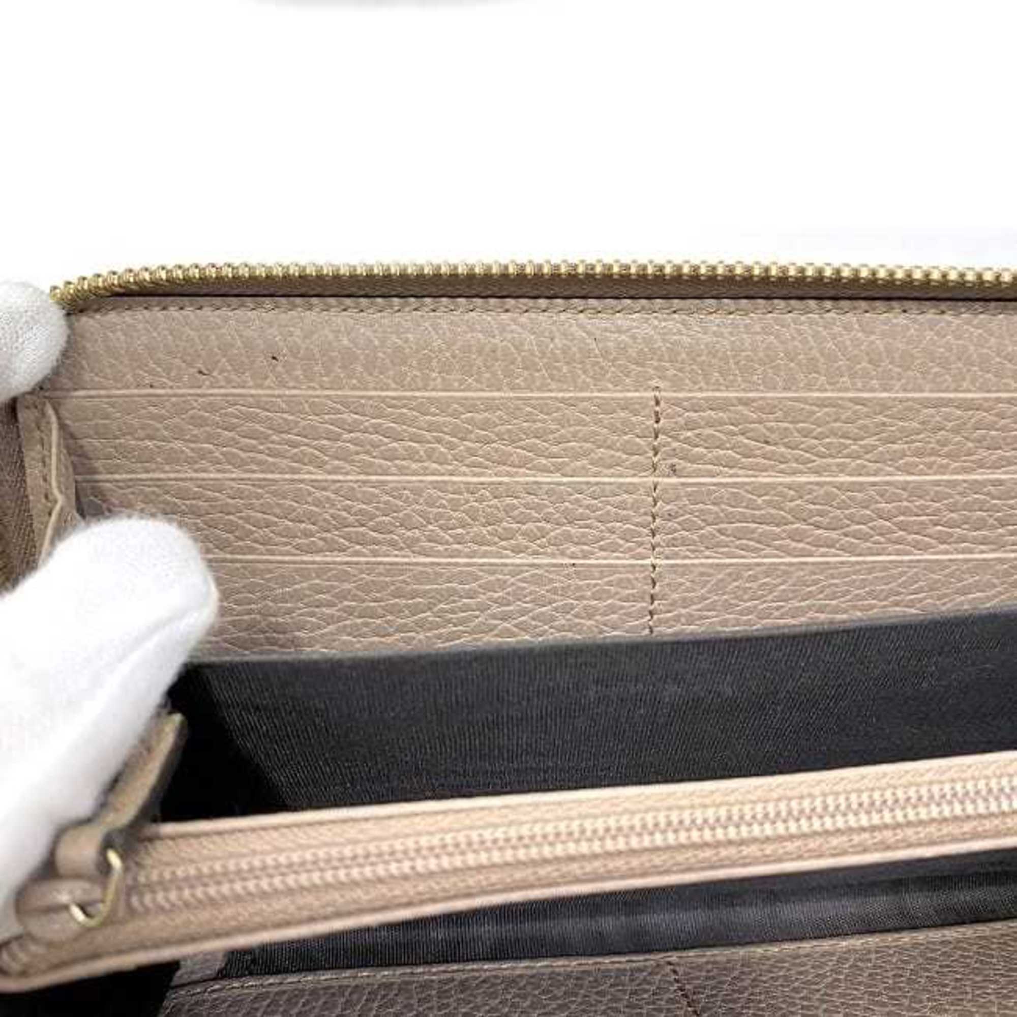 Gucci Pink Beige Leather Long Wallet (Bi-Fold) (Pre-Owned)