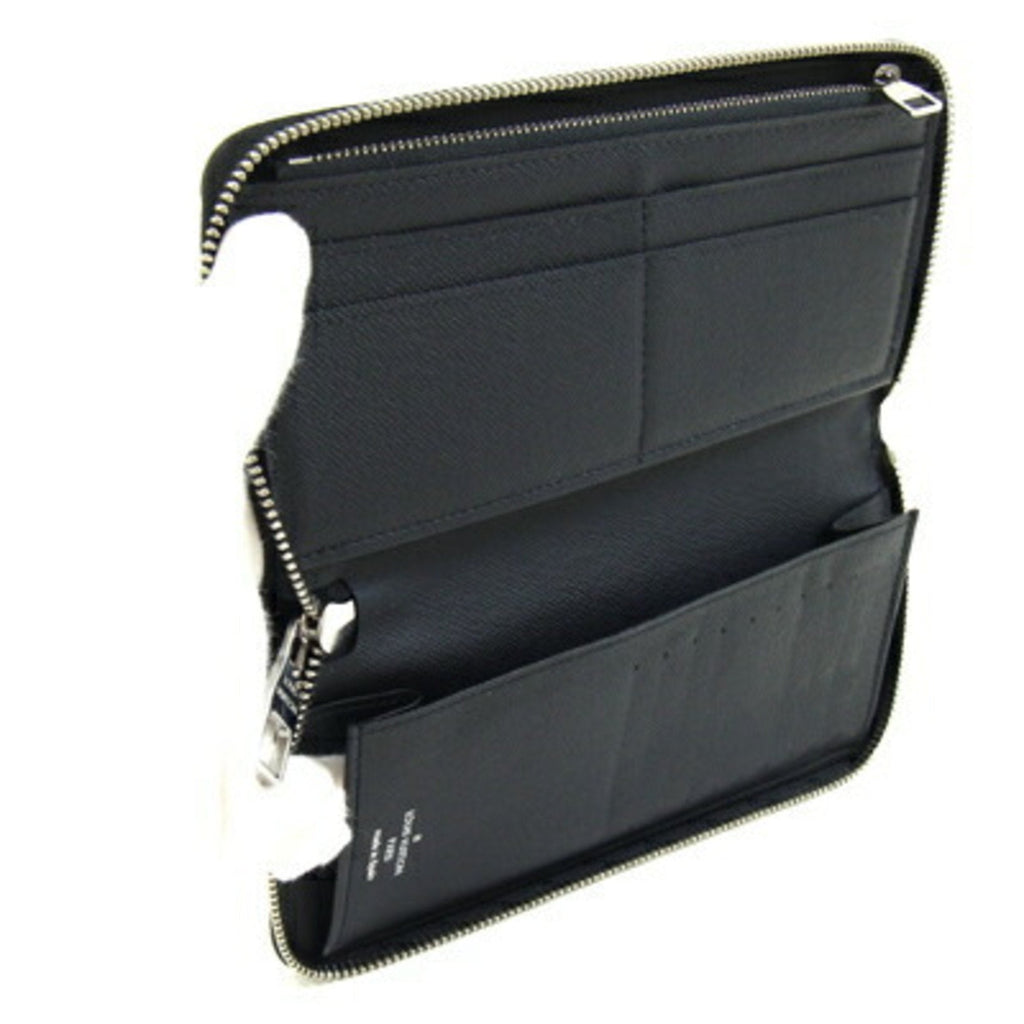 Louis Vuitton Black Noir Taiga Leather Leather Long Wallet