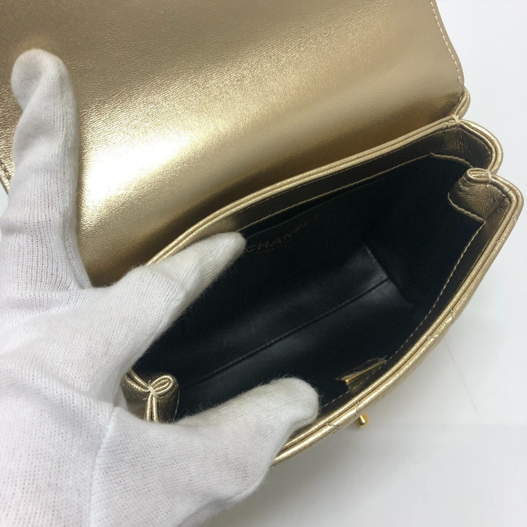 Chanel Matelasse Gold Leather Handbag Shoulder Bag