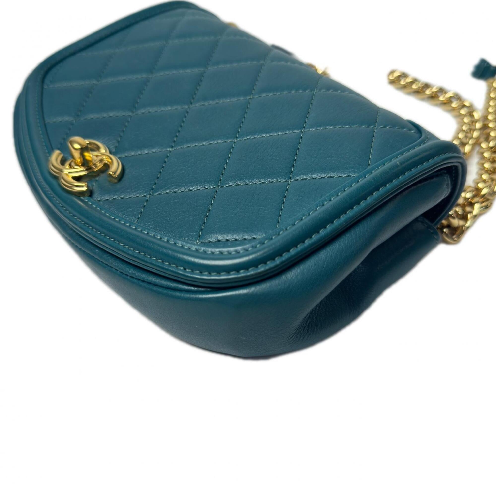 Chanel Green Leather Shoulder Bag
