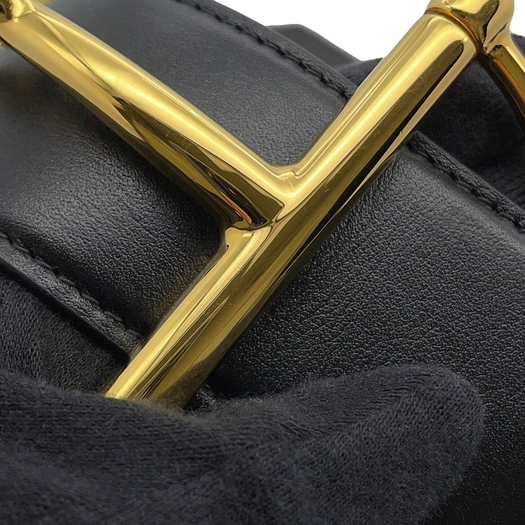 Gucci Black Leather Handbag Tote Bag (Pre-Owned)