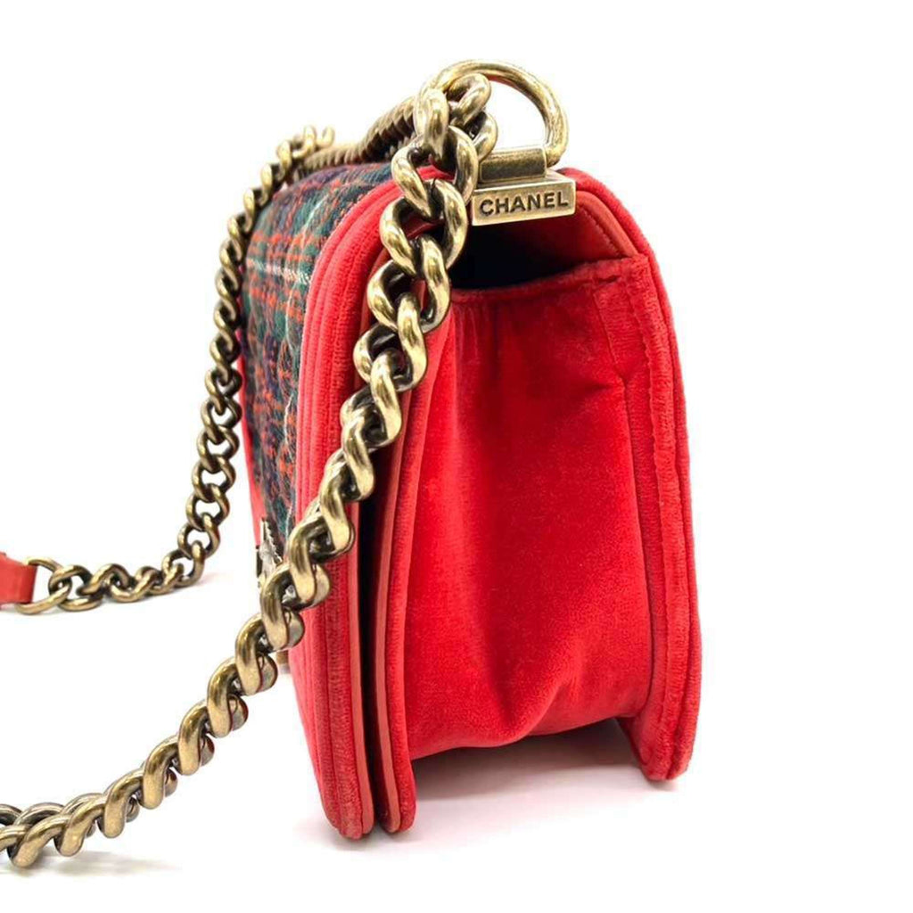 Chanel Green Red Color Canvas Shoulder Bag