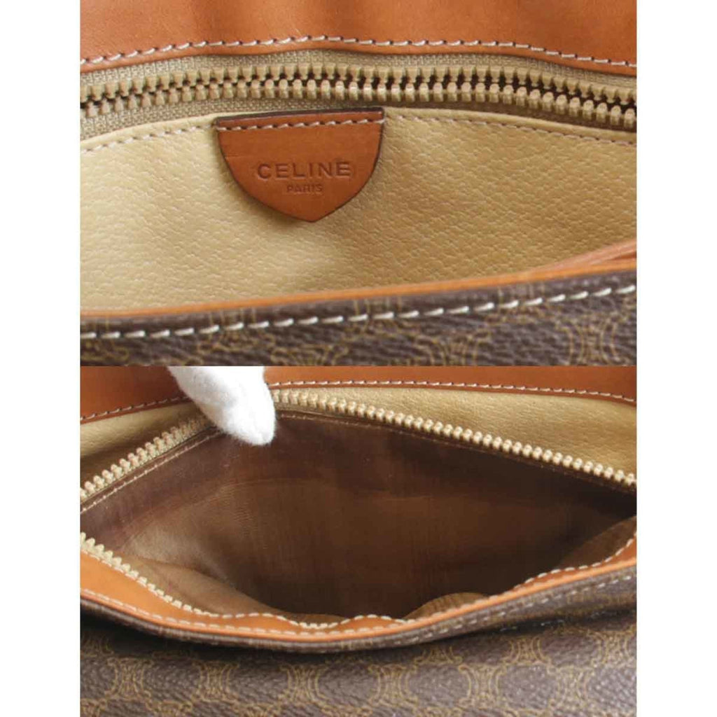 Celine Brown Leather Pvc Handbag