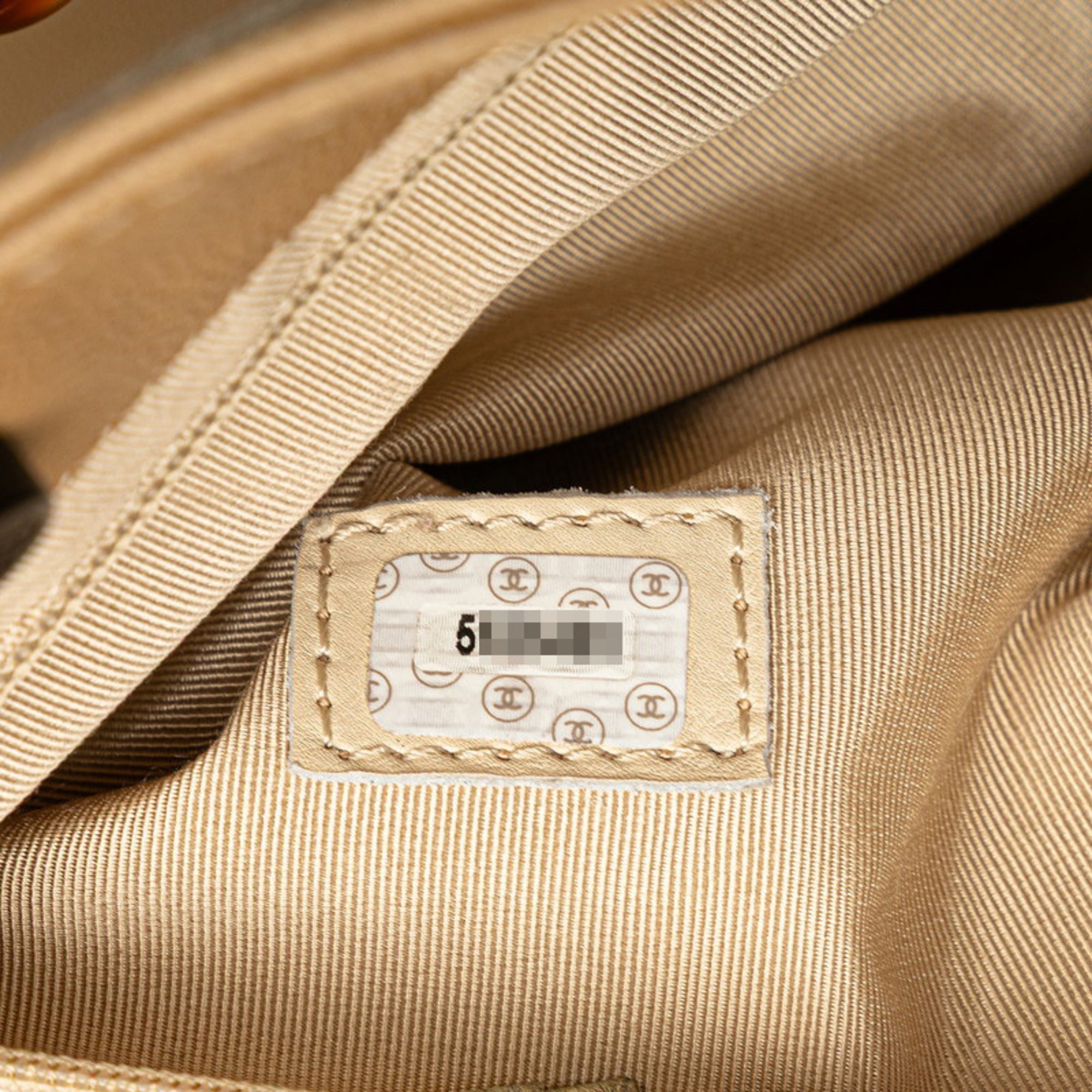 Chanel Beige Grained Calfskin Plastic Shoulder Bag Tote Bag